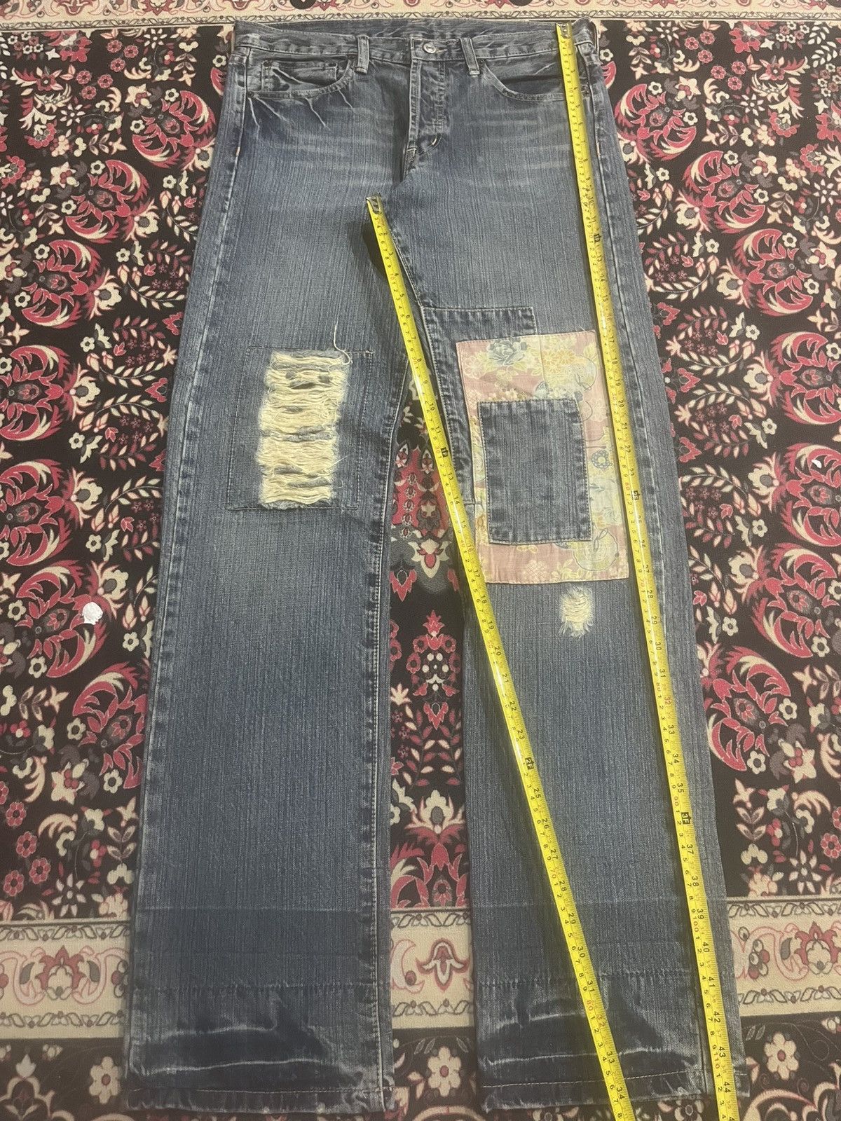 Takeo Kikuchi Japan Takeo Kikuchi Distressed Patches Blue Washed Jeans Size US 33 - 12 Thumbnail