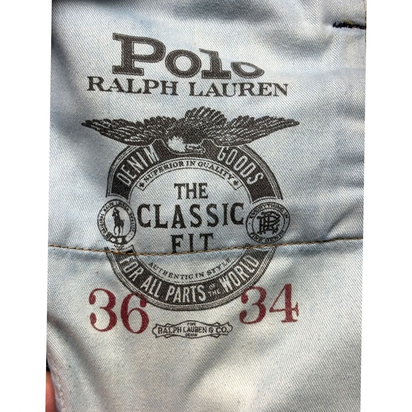 Polo Ralph Lauren Polo Ralph Lauren Classic Fit Jeans Indigo Blue 36x32 Straight Denim 5-Pocket Stretch Cotton Blend Mens Size US M / EU 48-50 / 2 - 4 Thumbnail