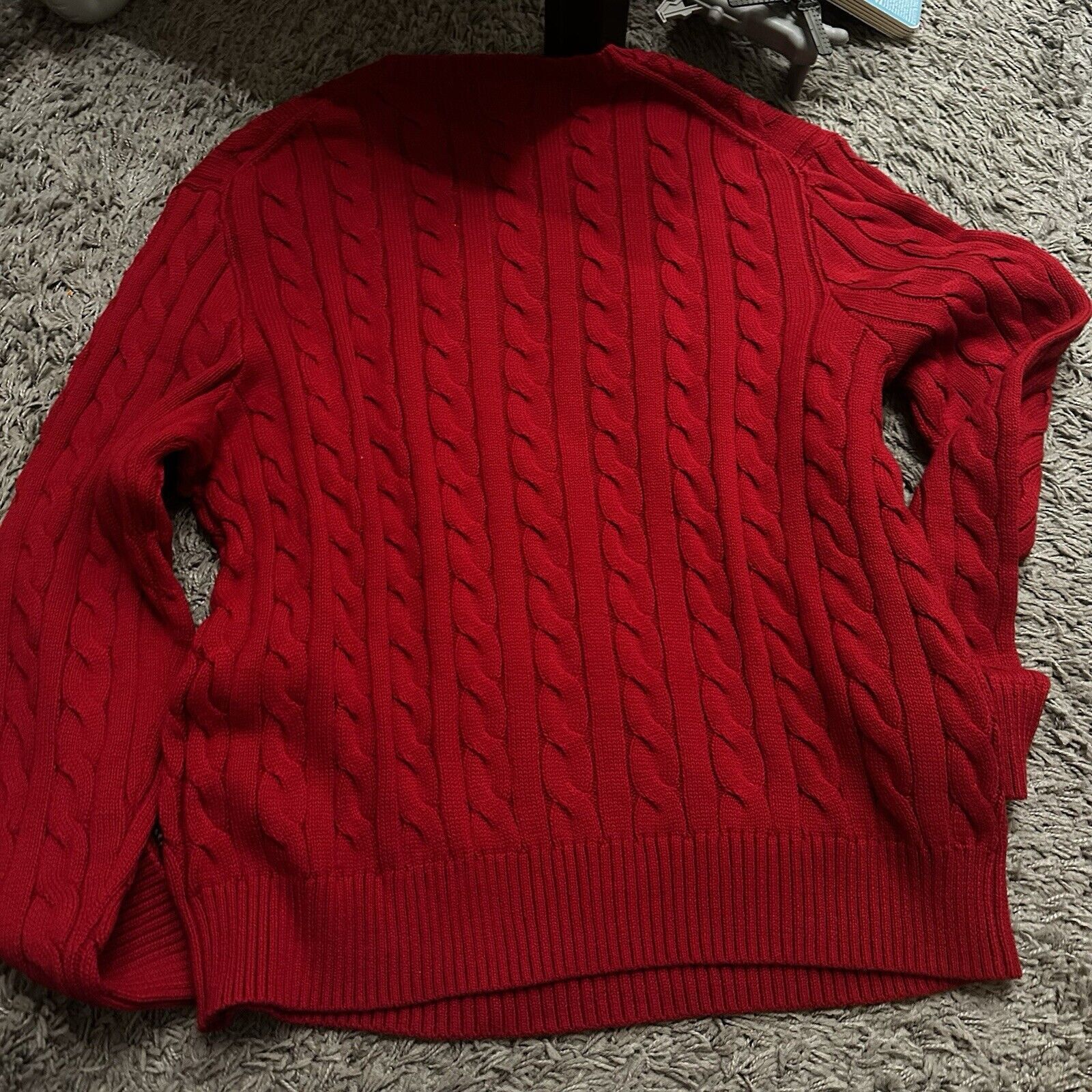 Polo Ralph Lauren NWT Polo Ralph Lauren Red Cotton Cable Knit Crewneck Sweater Size US XL / EU 56 / 4 - 6 Thumbnail