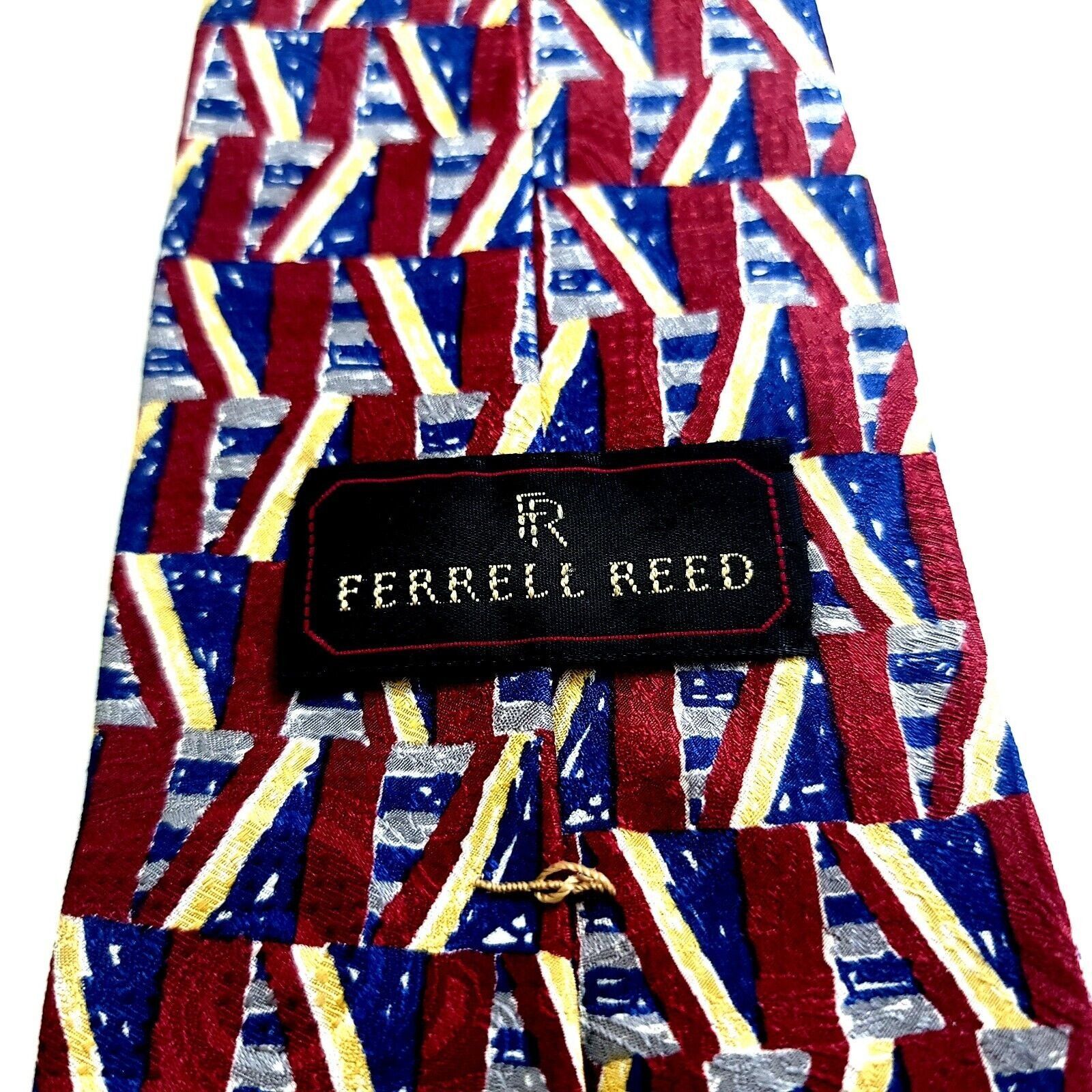 Designer Ferrell Reed Italy Red Blue Geometric Abstract Print Wide Si Size ONE SIZE - 3 Thumbnail