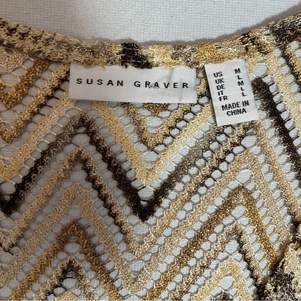 Other New Susan Graver Chevron Novelty Knit Open Front Brown Card Size M / US 6-8 / IT 42-44 - 9 Thumbnail