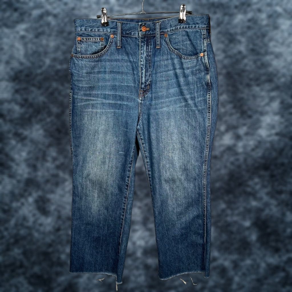Madewell Madewell Jeans Cropped Denim 31 High-Rise Rigid Demi-Boot Distressed Blue Womens Jeans Size 24" / US 00 / IT 34 - 1 Thumbnail