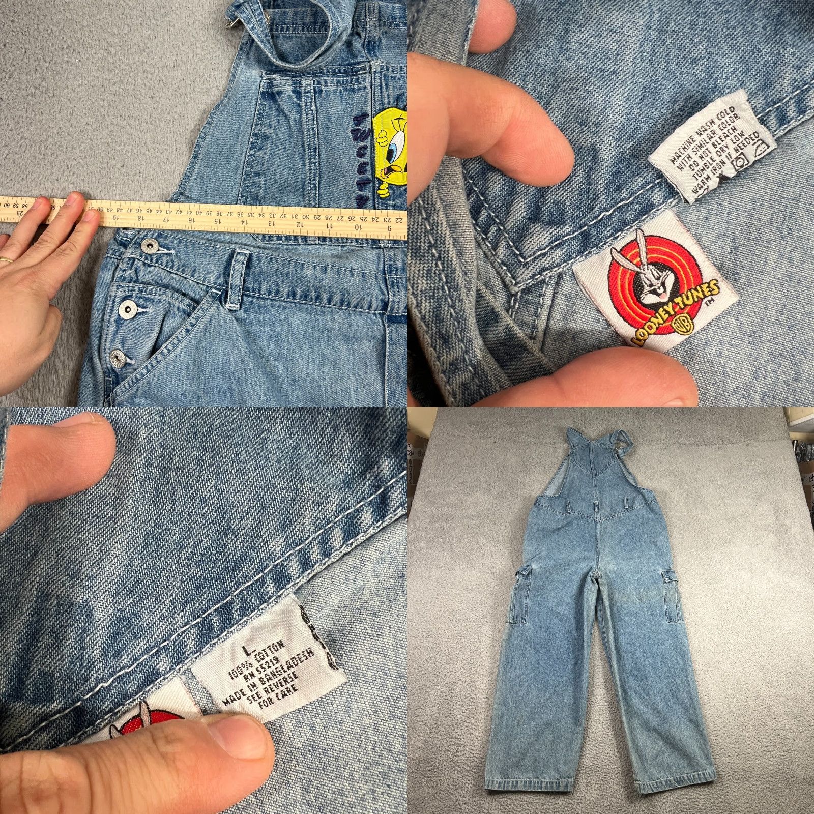 Vintage VINTAGE 90s Looney Tunes Womens Large Tweety Bird Denim Overalls Carpenter Style Fall Spring Summer Winter Size 36" / US 14 / IT 50 - 8 Thumbnail