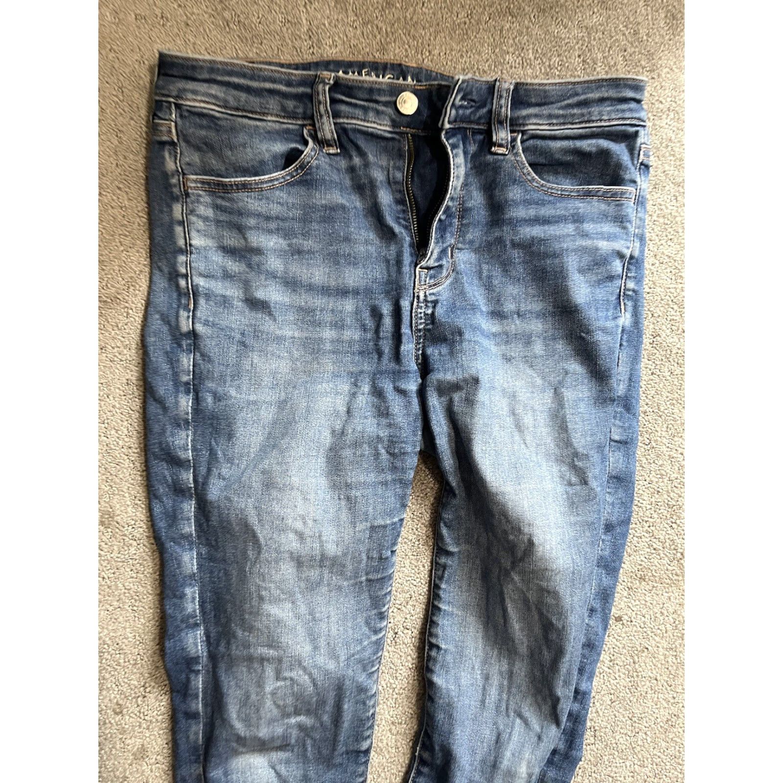 American Eagle Outfitters American Eagle Blue Next Level Stretch Hi-Rise Jegging Pants Size 8 Regular Diss Size 30" / US 8 / IT 44 - 4 Thumbnail