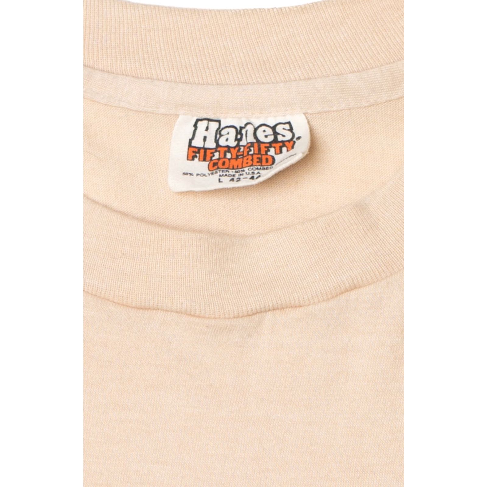 Hanes VINTAGE Hanes T-Shirt Beige Large It's Hard To Soar Like an Eagle Unisex Adults 1980s Mens/Womens Size US L / EU 52-54 / 3 - 3 Thumbnail