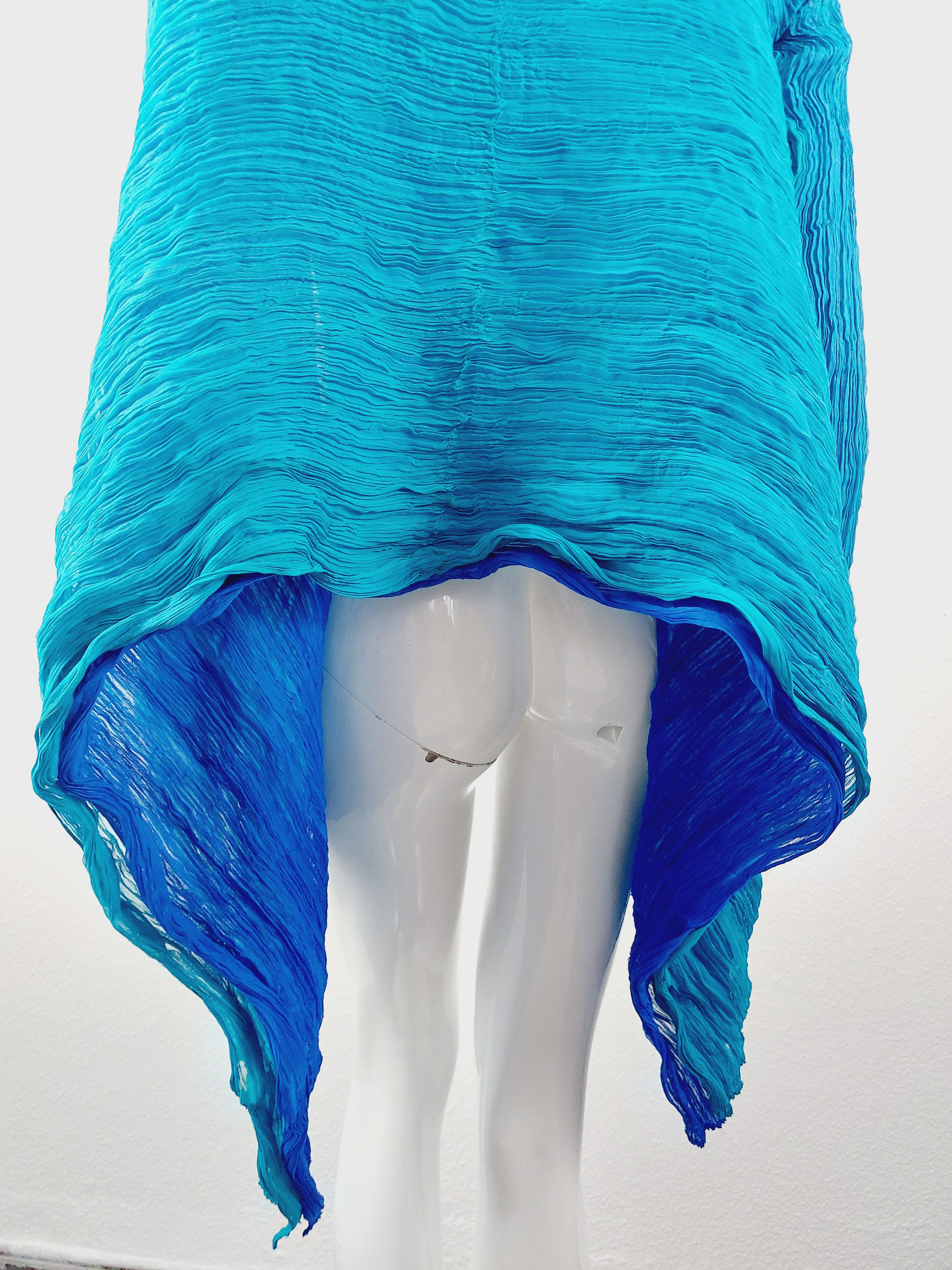 Issey Miyake Issey Miyake Féte Fete Bicolor Blue Turquoise Jacket Blazer Size ONE SIZE - 13 Thumbnail