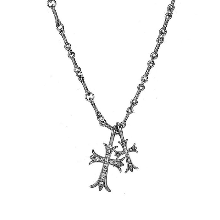 Chain Double Cross Necklace Punk Gothic | Grailed
