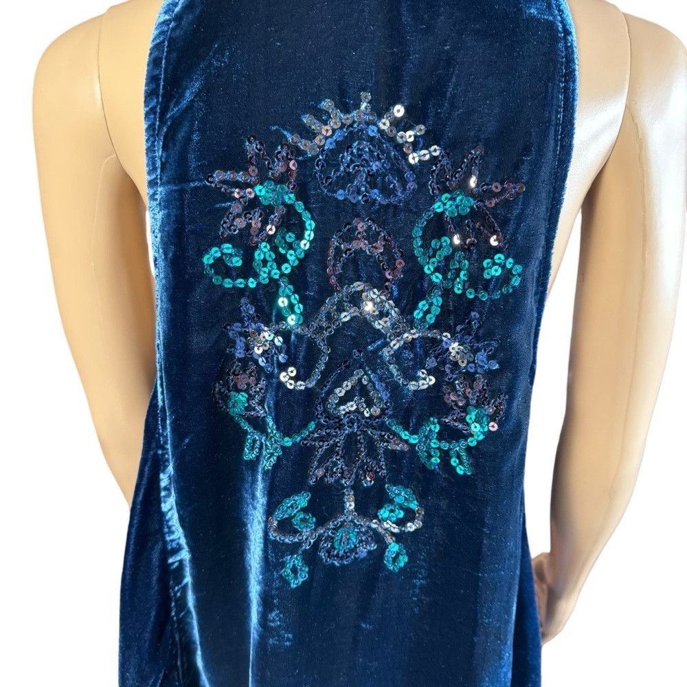 Free People Free People Jill's Navy Blue Velvet Sequin Swing Dress Tuni Size S / US 4 / IT 40 - 9 Thumbnail