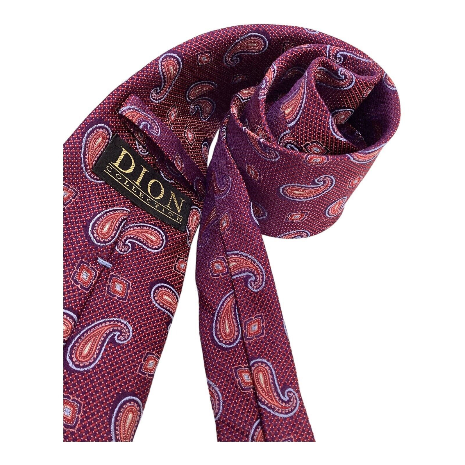 Other DION SELECTION Purple Paisley Silk Tie H.C In Canada W: 3.5" Size ONE SIZE - 3 Thumbnail