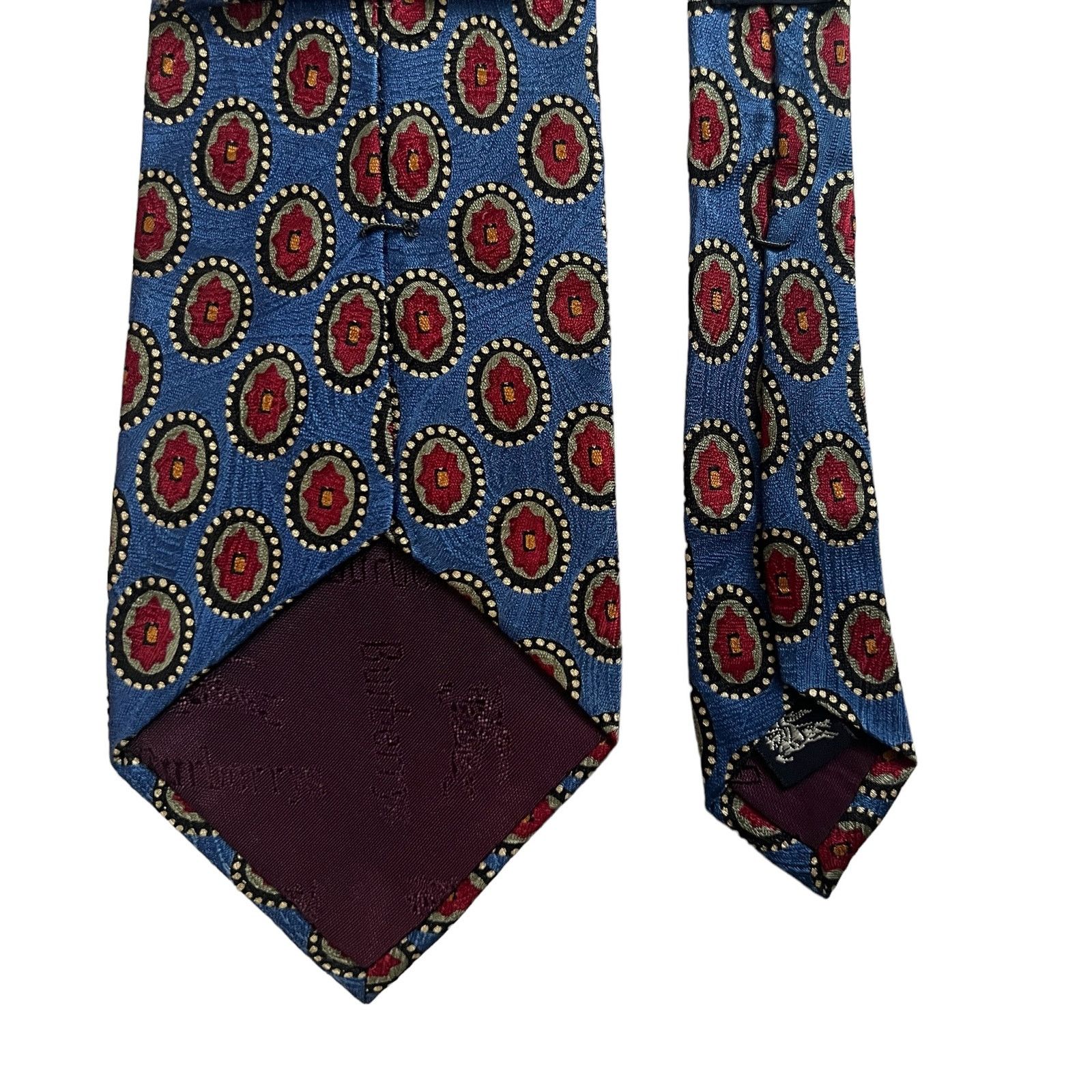 Burberry Burberrys of London Vintage Blue Circles Poppy Floral Tie Size ONE SIZE - 7 Thumbnail