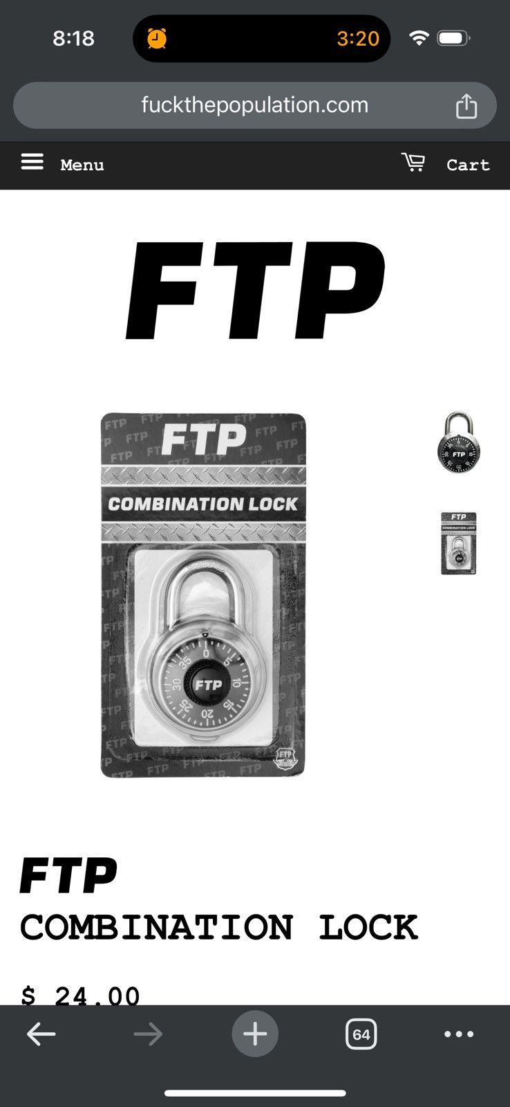 Fuck The Population FTP SPIN DIAL MASTERLOCK METAL HANGING LOCKER SECURITY Size ONE SIZE - 2 Thumbnail