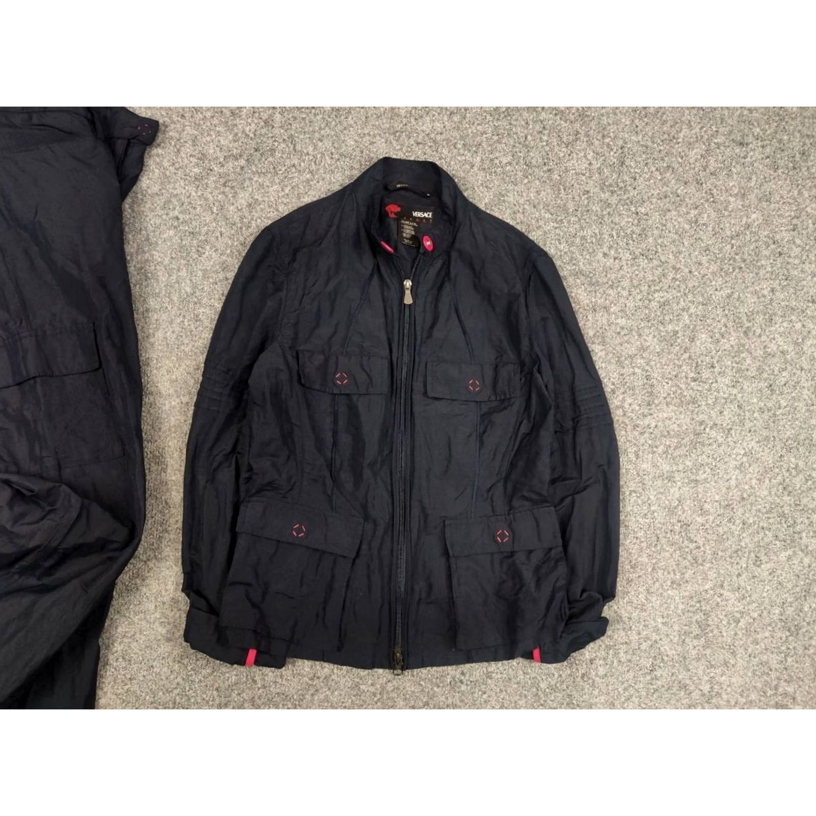 Versace VINTAGE Versace Sport Jacket x Cargo Pants Navy Nylon Blend Jacket x Pants Navy 90s 90s Versace Logo Size 27" / US 4 / IT 40 - 3 Thumbnail