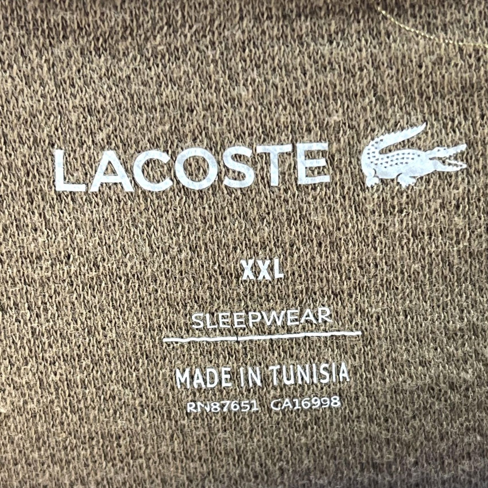 Lacoste Lacoste Shirt Mens 2XL Brown Tan Waffle Thermal Long Sleeve Sleepwear TH9688 Size US XXL / EU 58 / 5 - 5 Thumbnail