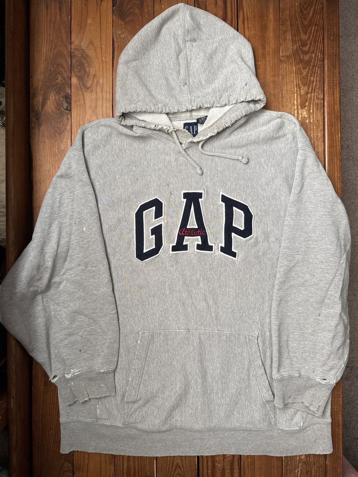Gap VTG 90s GAP Athletic Distressed French Terry Cloth Hoodie Size US L / EU 52-54 / 3 - 1 Thumbnail