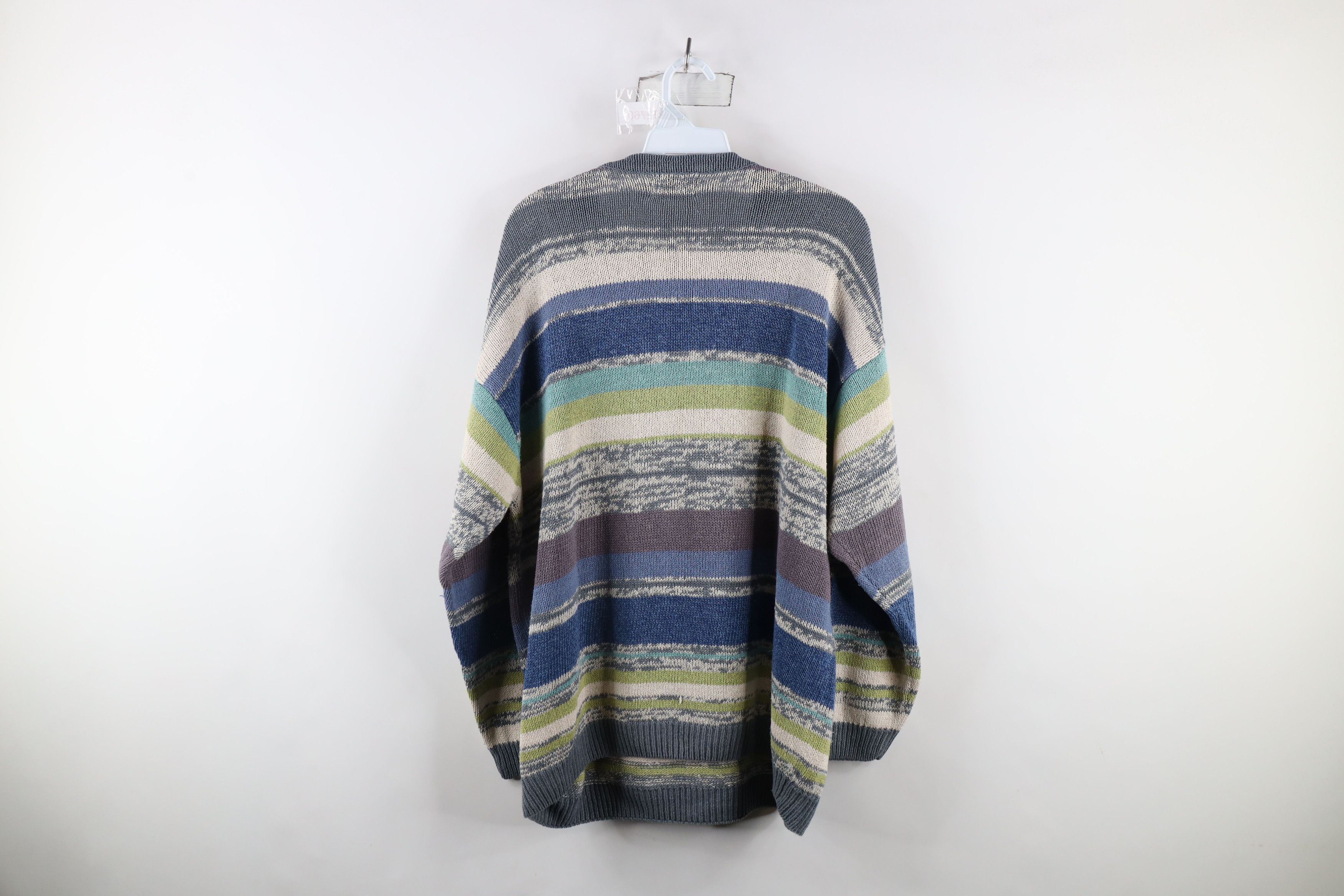 Vintage Vintage 90s Streetwear Striped Silk Linen Blend Knit Sweater Size L / US 10 / IT 46 - 7 Thumbnail