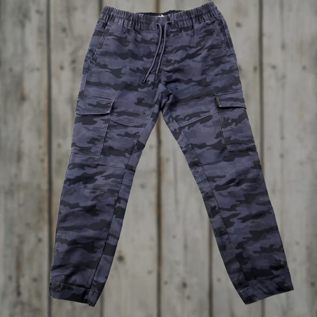 Vintage Stone Falcon Pants Mens M Medium Blue Camo Cargo Jogger Slim Fit Stretch Size US 31 - 1 Thumbnail