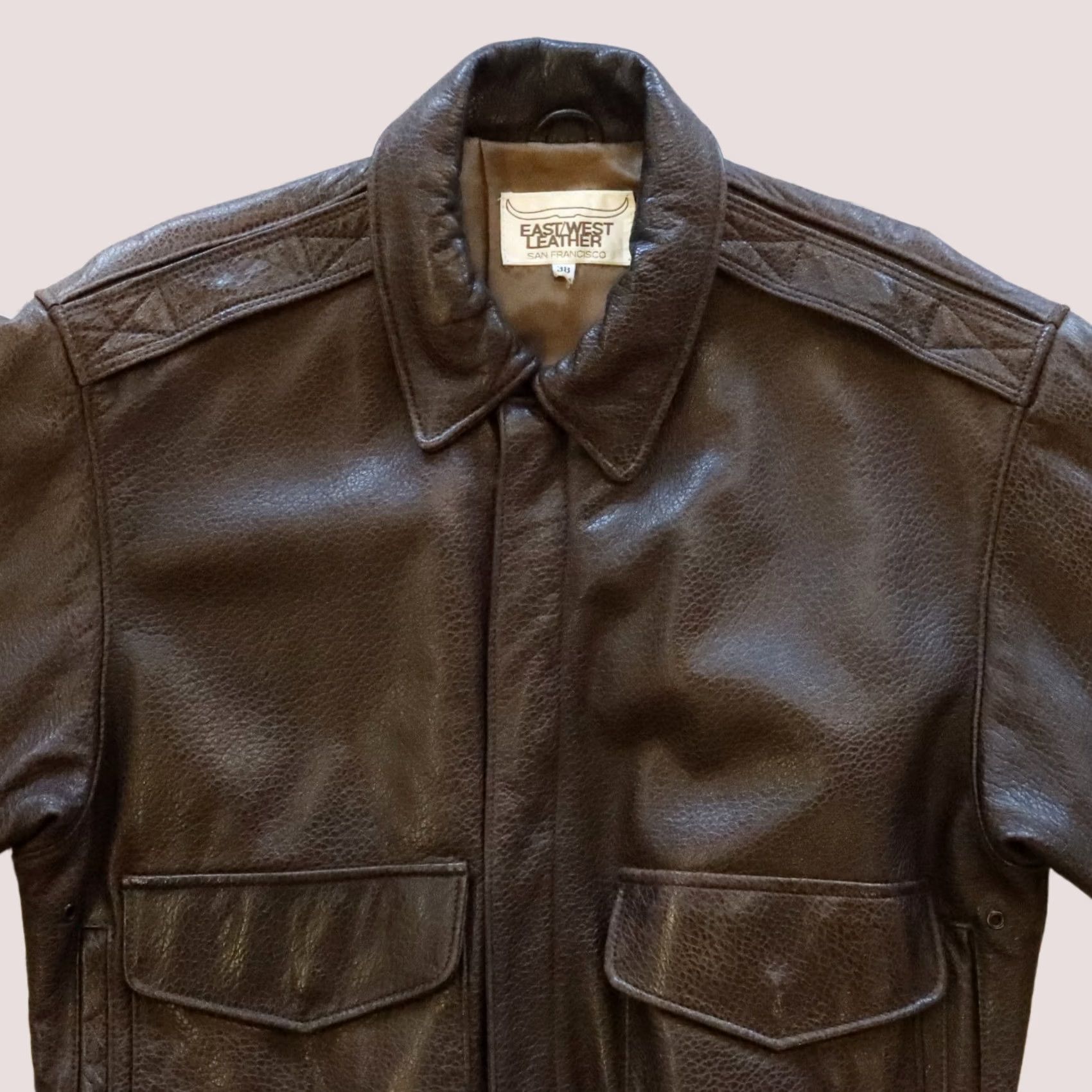 Vintage Vintage East West Leather Jacket Men 38 Brown Biker San Francisco USA Size US XXS / EU 40 - 1 Thumbnail