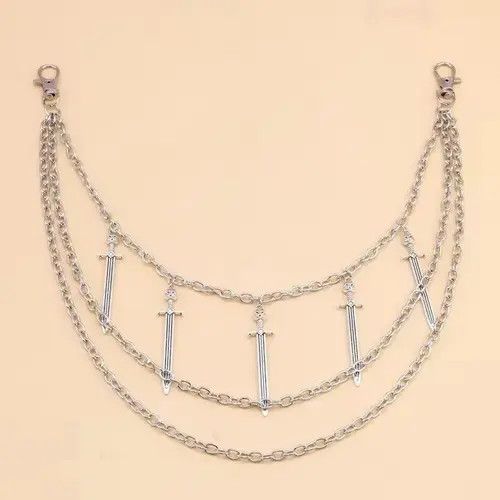 Jewelry Punk Street Sword Charm Pants Chains Size ONE SIZE - 3 Thumbnail