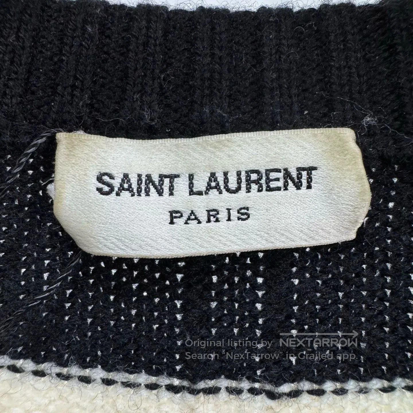 Saint Laurent Paris black and white striped wool knit sweater. Size US L / EU 52-54 / 3 - 6 Thumbnail