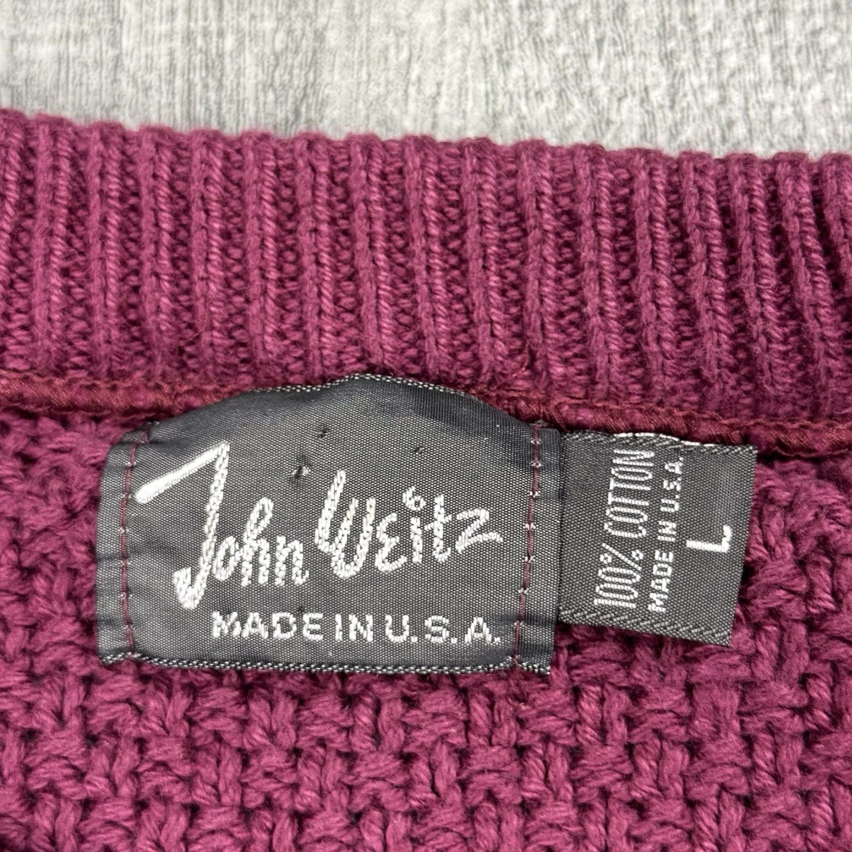Vintage VINTAGE John Weitz Men's Crew Neck Sweater 80s Cable Knit Fall Winter Red Cotton Classic Size US L / EU 52-54 / 3 - 3 Thumbnail