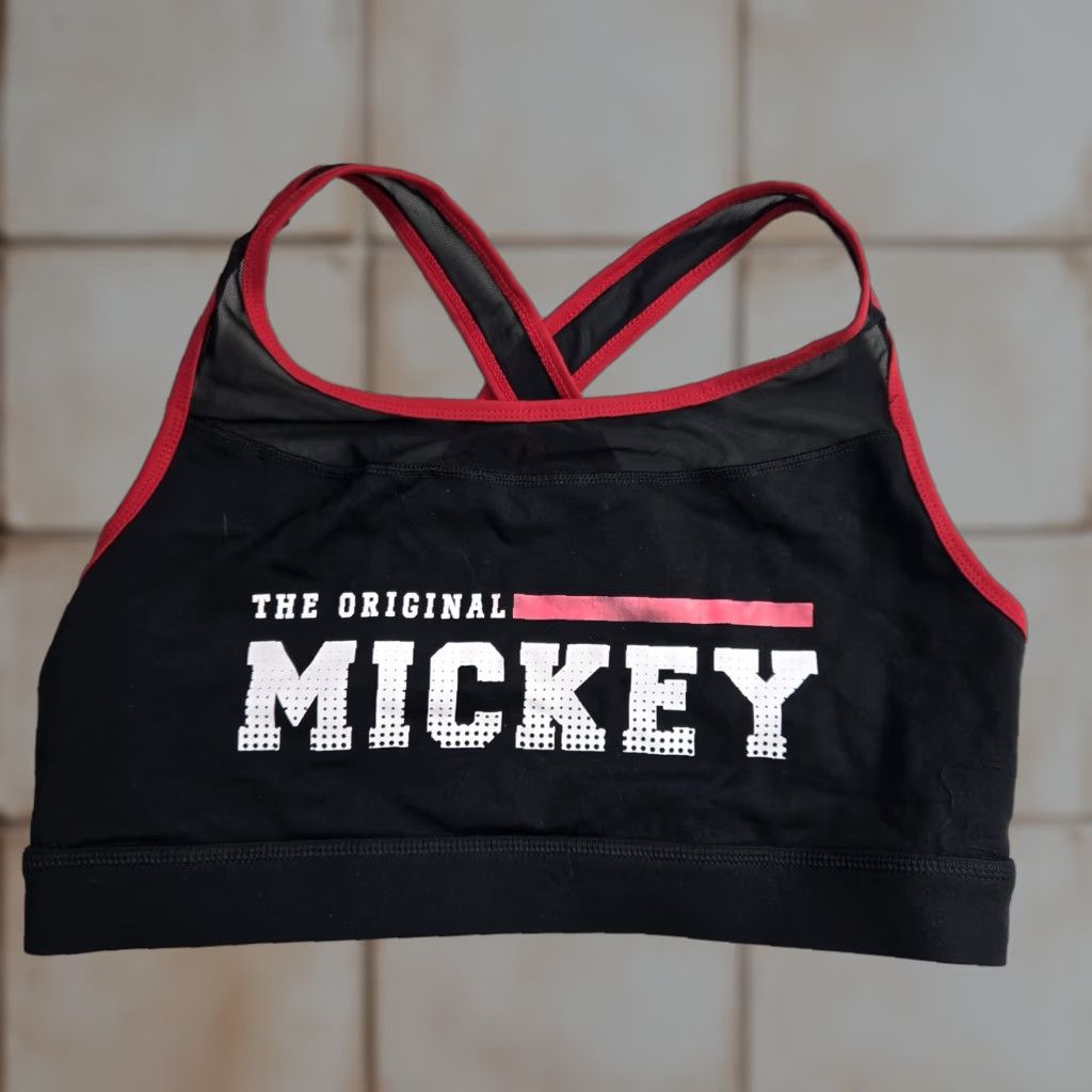 Vintage Disney Sports Bra Women XL Black Wireless Mesh Racerback Breathable Fitted