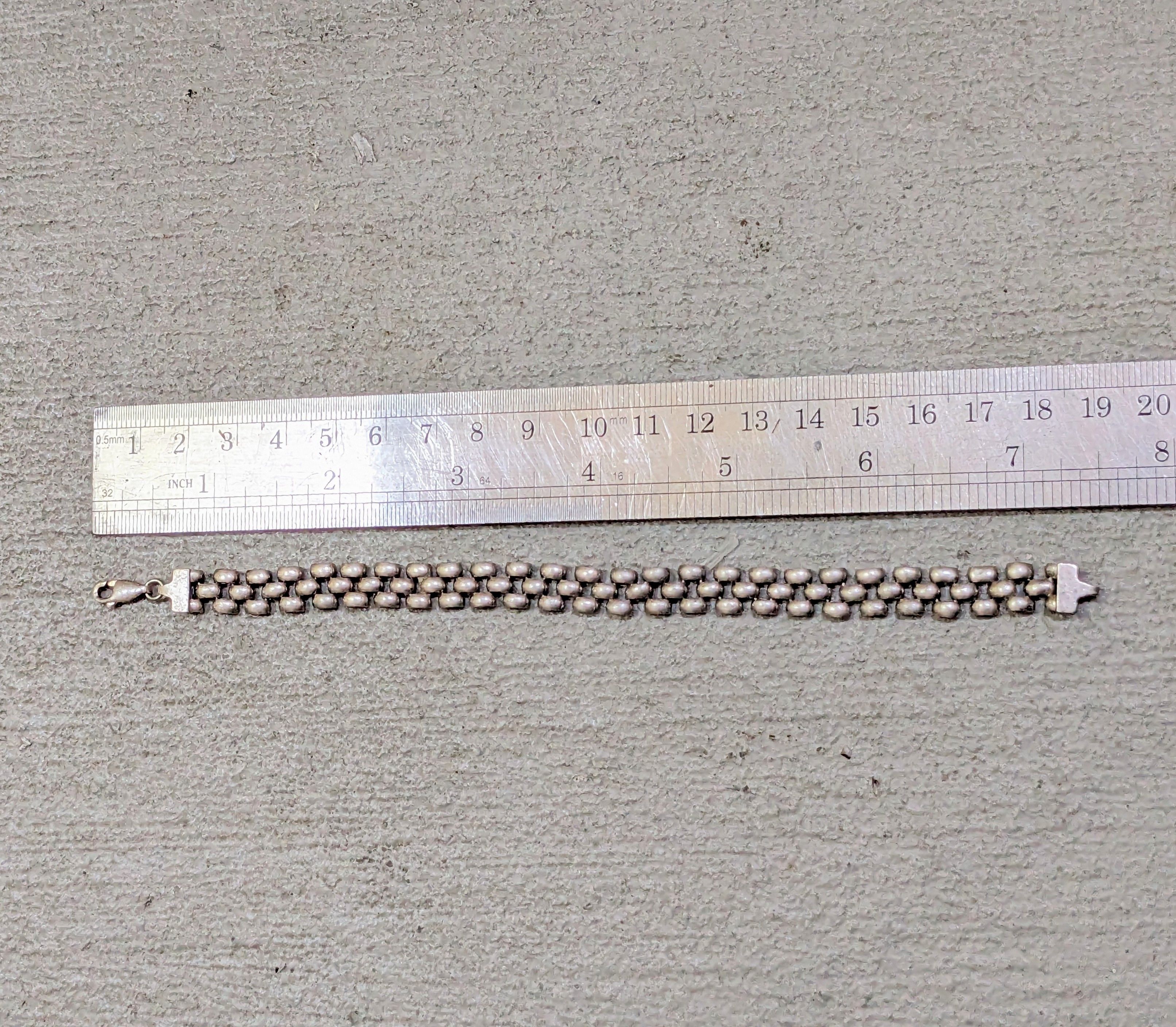 Jewelry Vintage Sterling Silver Bracelet Panther Chain Link 7.25" Size ONE SIZE - 13 Thumbnail