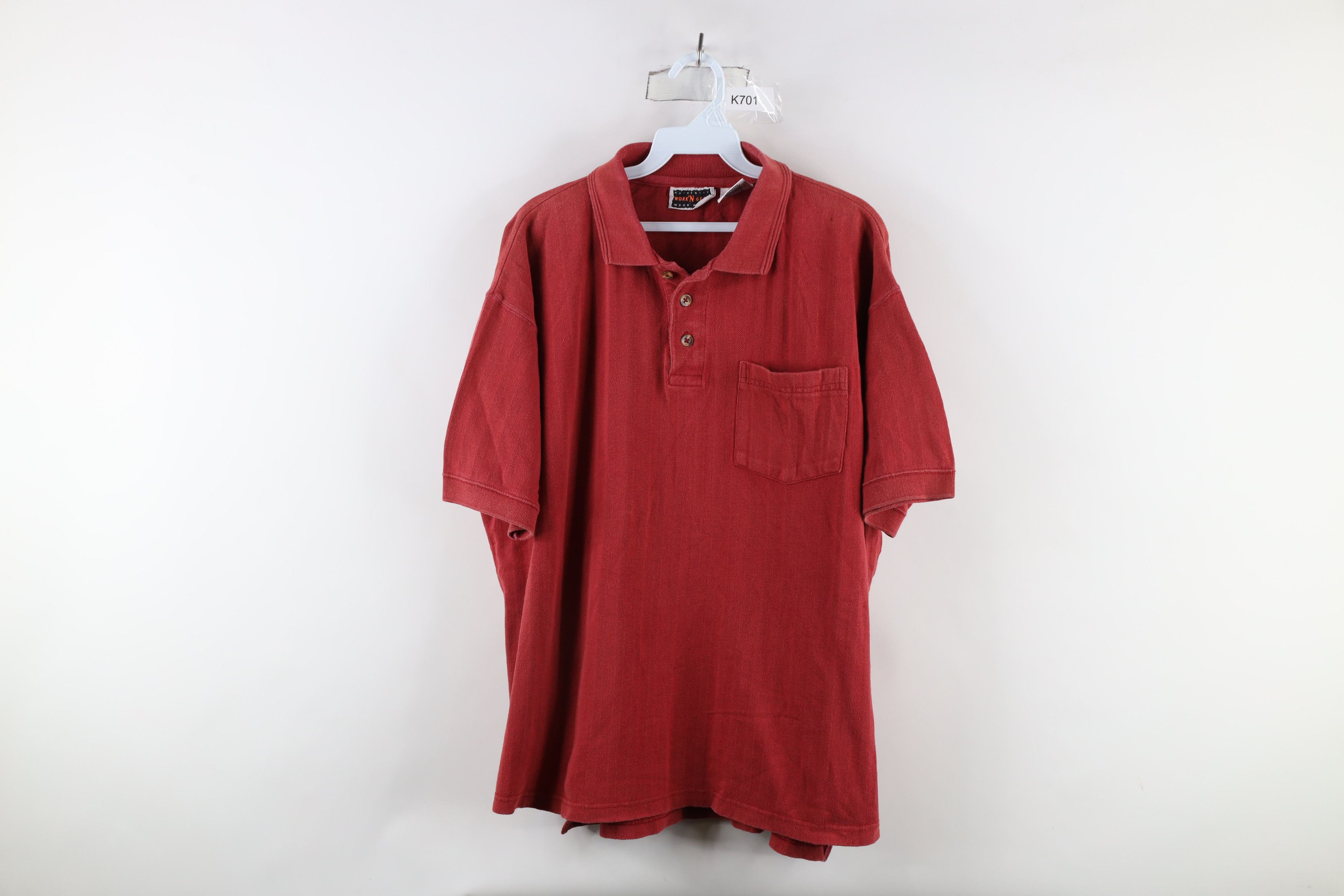 Vintage Vintage 90s Streetwear Knit Collared Pocket Polo Shirt Red Size US XL / EU 56 / 4 - 1 Thumbnail