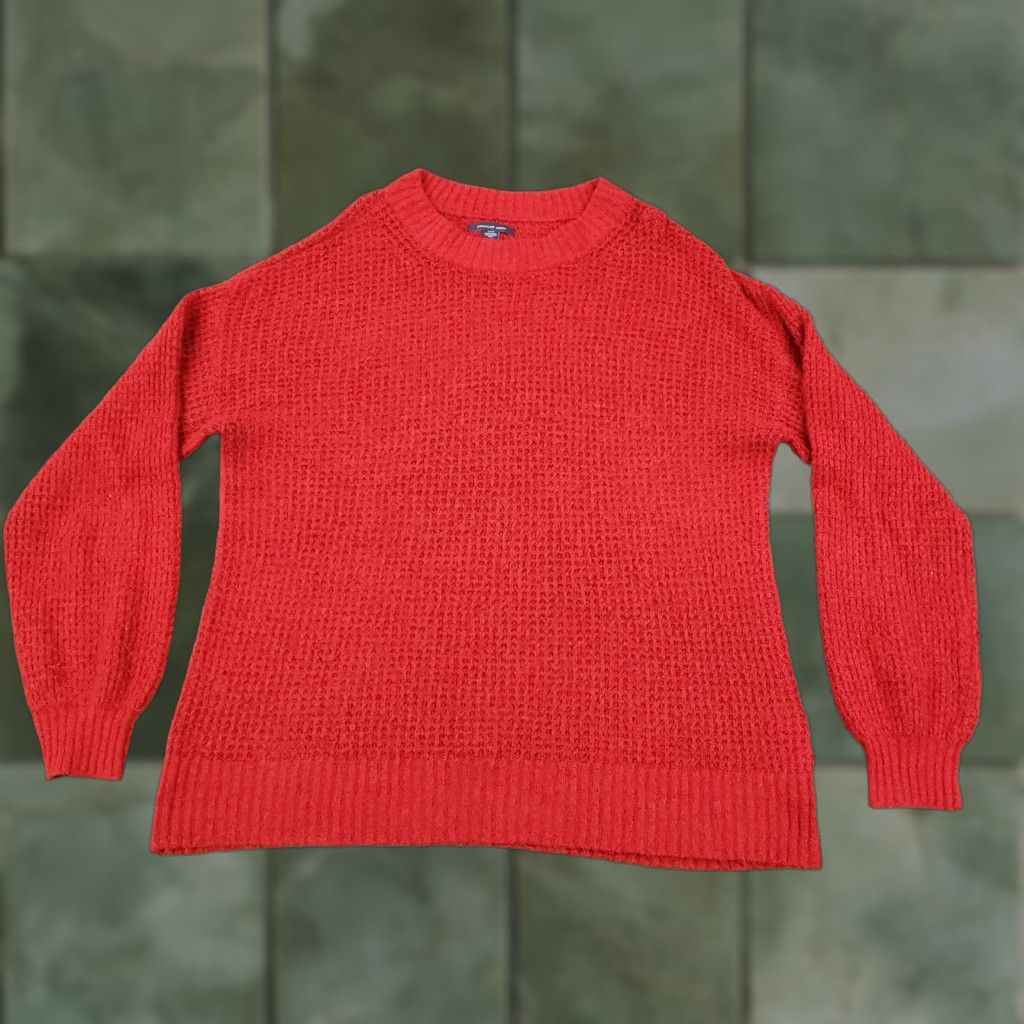 American Eagle Outfitters American Eagle Sweater Small Red Mens Crew Neck Long Sleeve Knit Comfort Stretch Solid Size US S / EU 44-46 / 1 - 1 Thumbnail