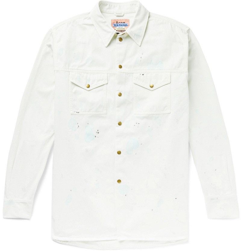 Acne Studios Acne Studios Splatter Painted White Denim Shirt Small Medium Size US S / EU 44-46 / 1 - 1 Thumbnail