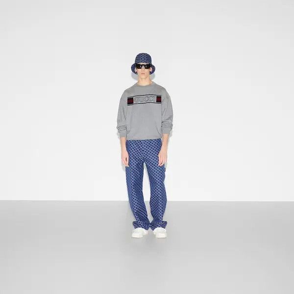 Gucci oc11z0226 Cotton Jersey Sweatshirt With Embroidery Gray Size US XXL / EU 58 / 5 - 2 Thumbnail