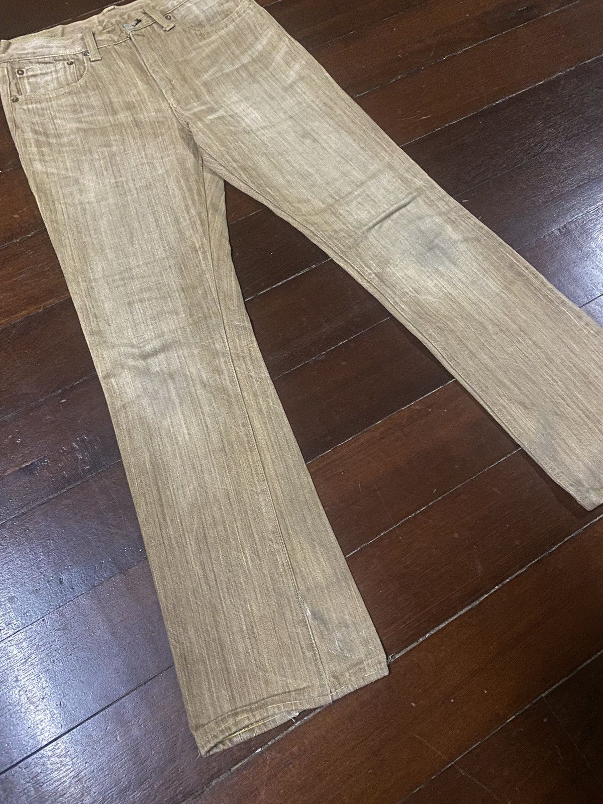 Japanese Brand VINTAGE SUGAR CANES 285 BROWN CREAM DENIM small bootcut Size US 31 - 7 Thumbnail