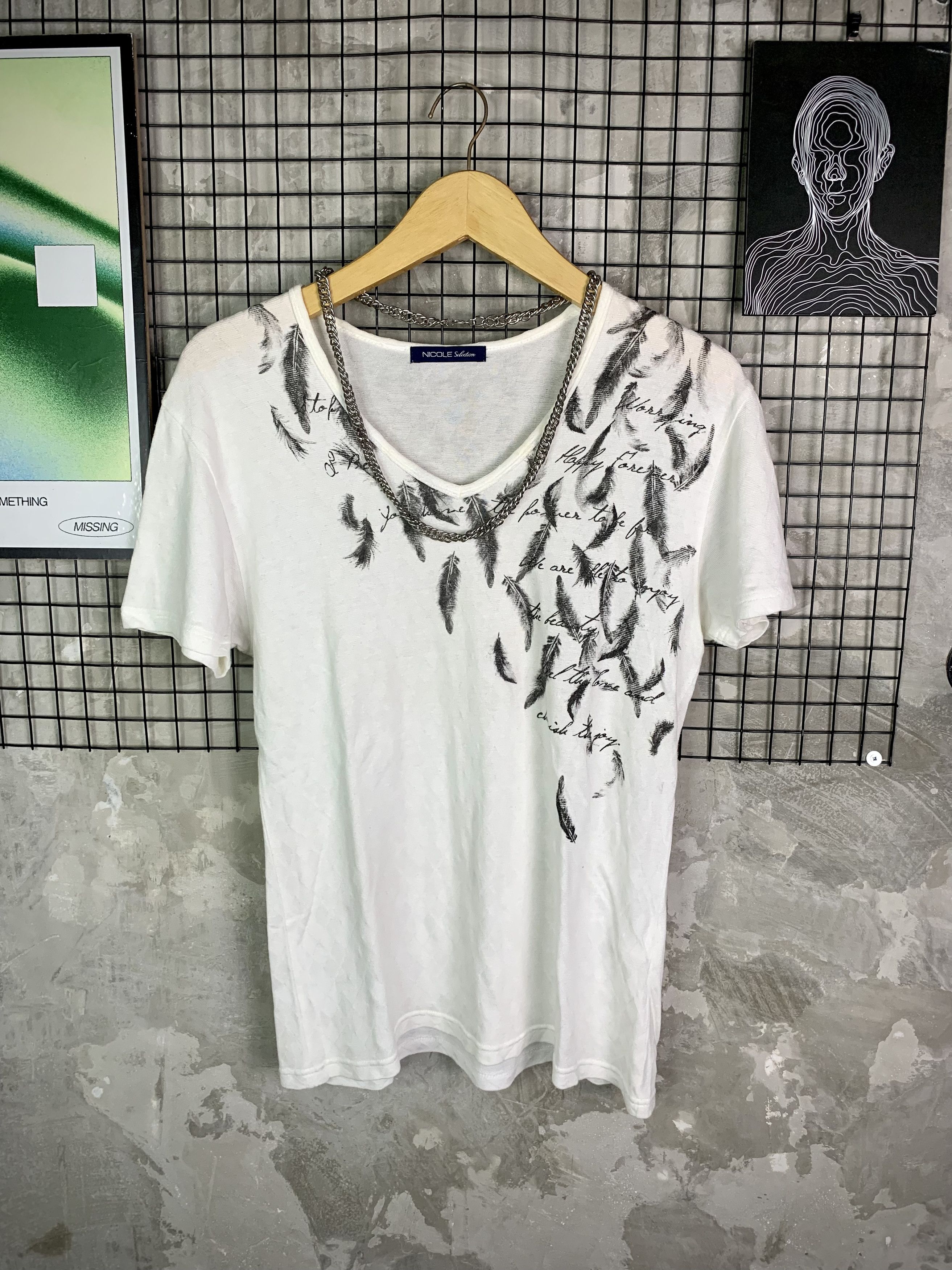Nicole Club Nicole Selection Feather Print Poem V-Neck Size US M / EU 48-50 / 2 - 2 Thumbnail