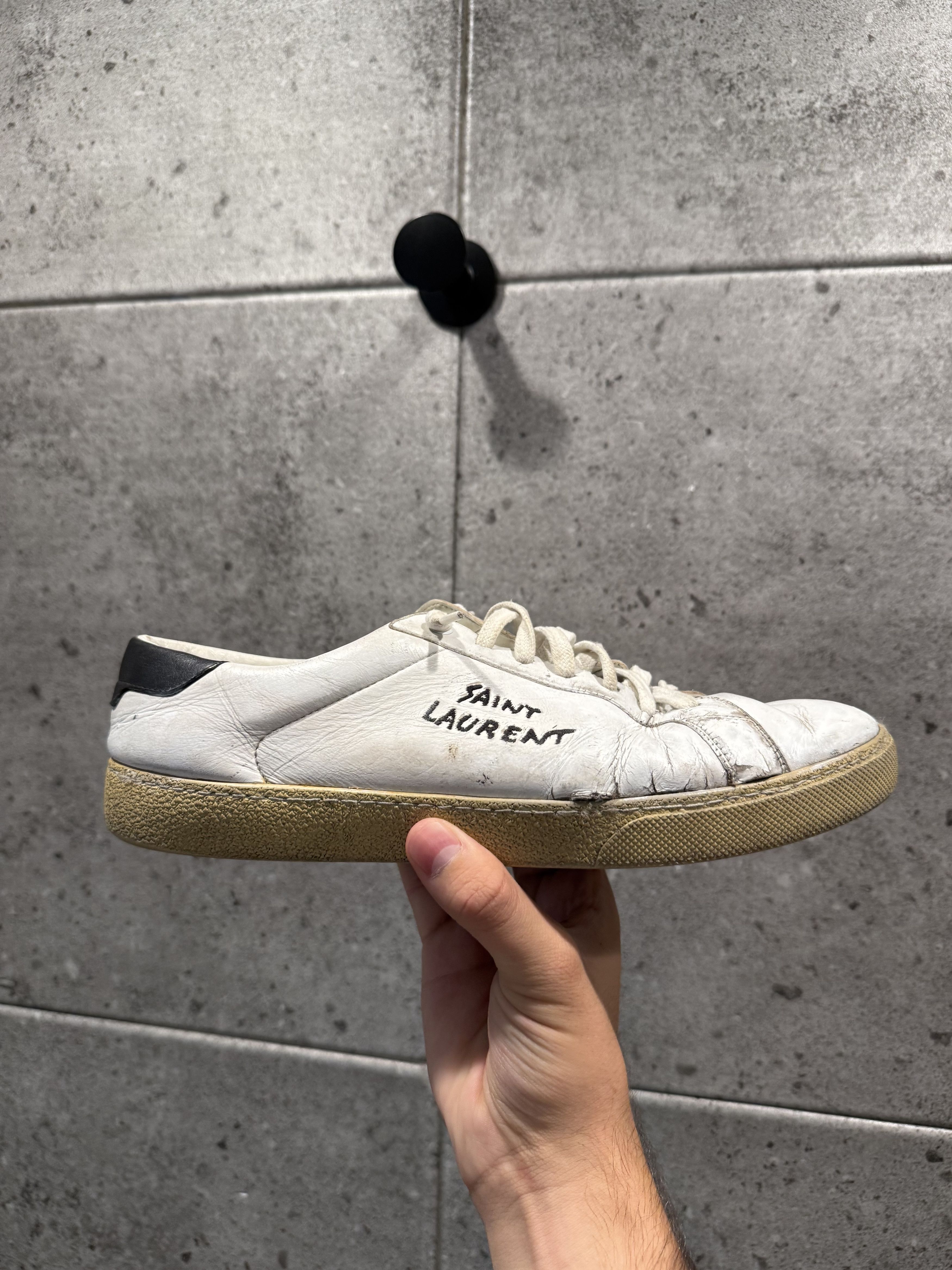 Saint Laurent Paris Saint Laurent logo court low top sneakers Size US 10 / EU 43 - 8 Thumbnail