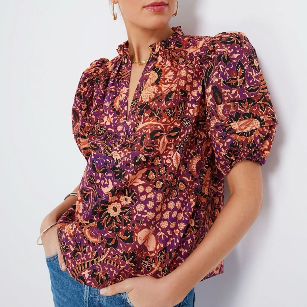 Ulla Johnson Ulla Johnson Blouse Imari Floral Print Puff Sleeve Top Multi Size XS / US 0-2 / IT 36-38 - 1 Thumbnail