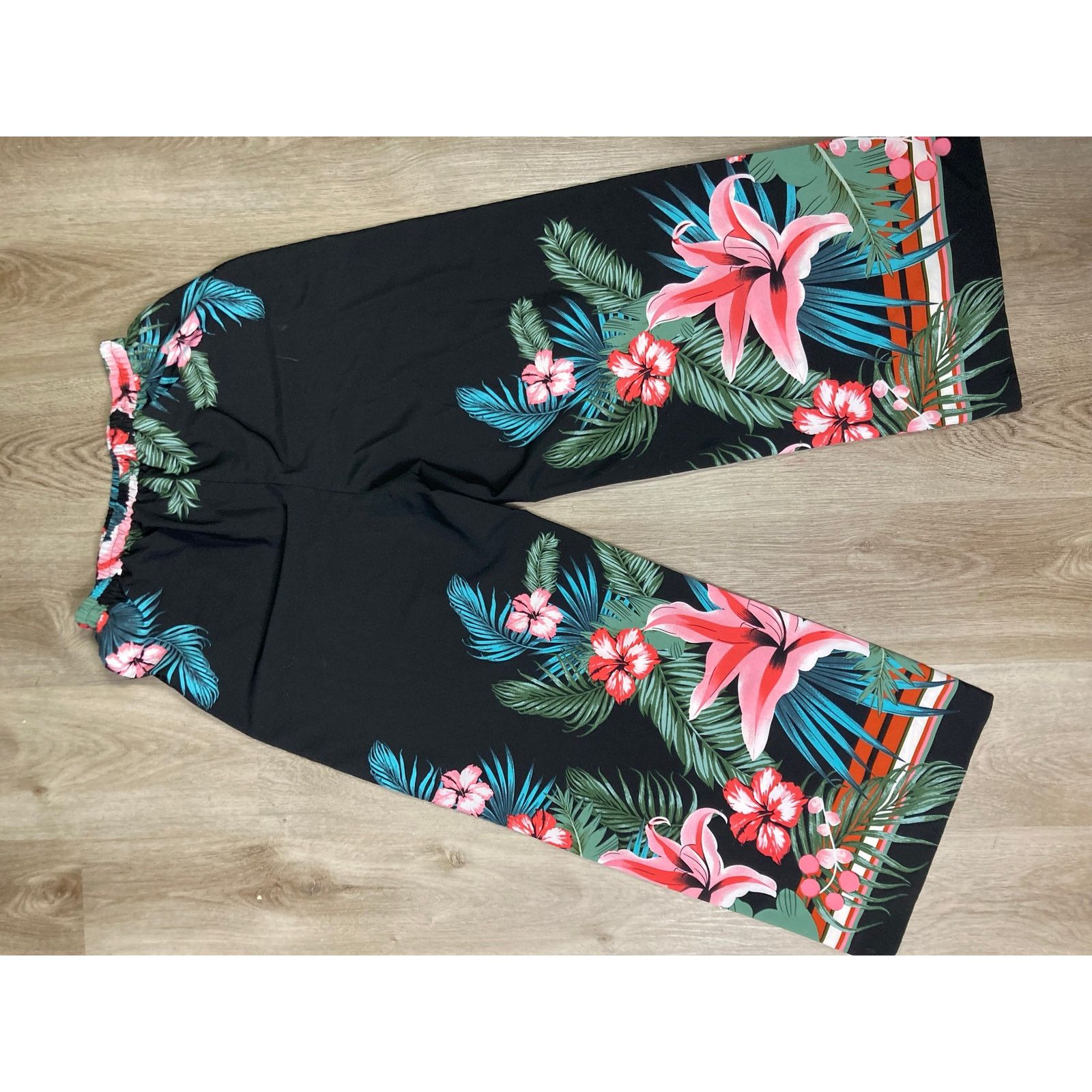 Other Emery Rose Women's Large Wide-Leg Pants Black Tropical Size 28" / US 6 / IT 42 - 5 Thumbnail