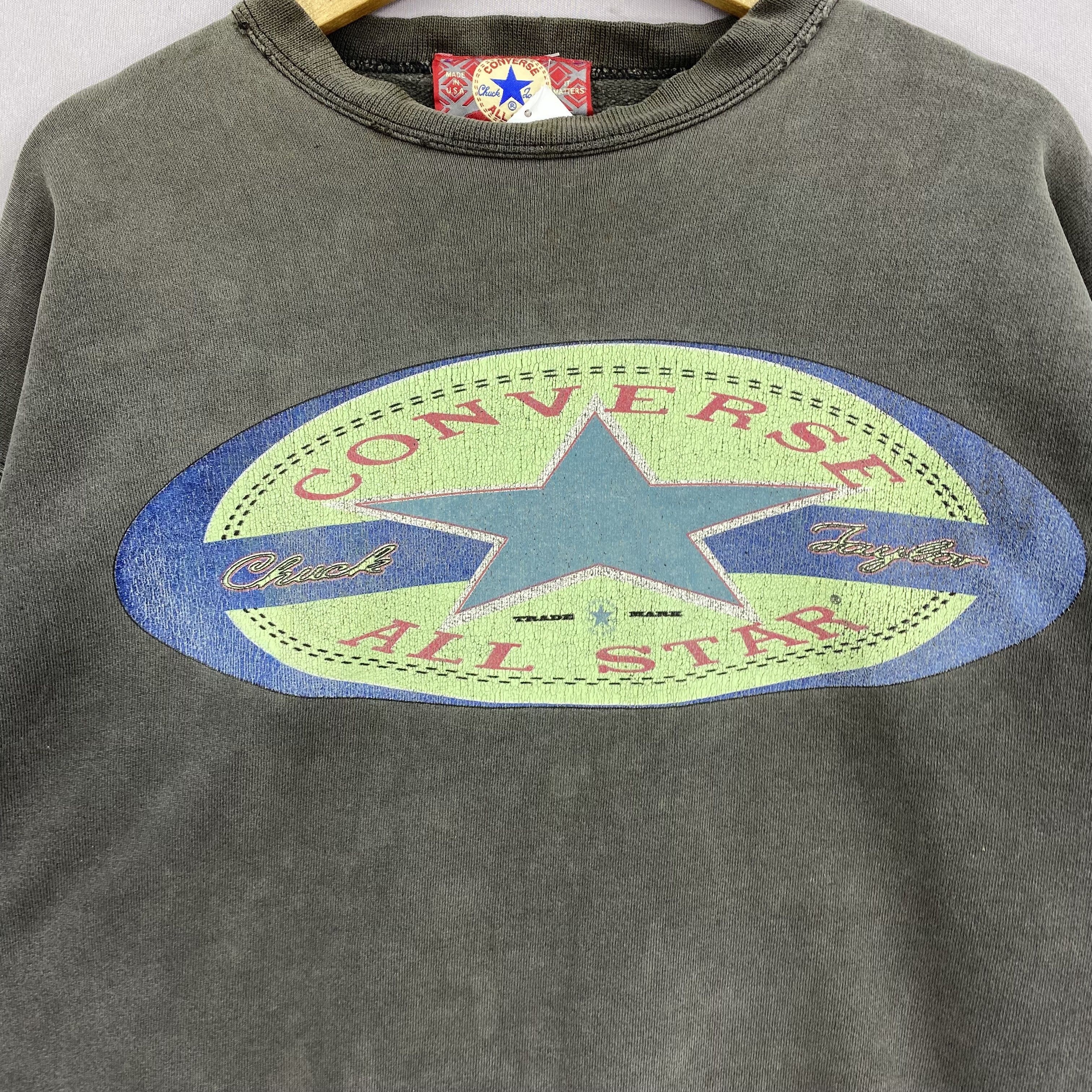 Converse Vintage 90s Converse Sweater Distressed Faded Sweatshirt Size US L / EU 52-54 / 3 - 2 Thumbnail