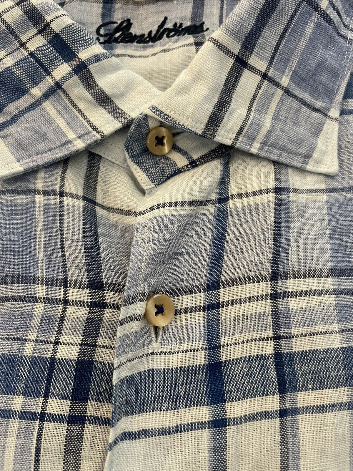 Strenstroms Check Print Linen Shirt Size US XL / EU 56 / 4 - 5 Thumbnail
