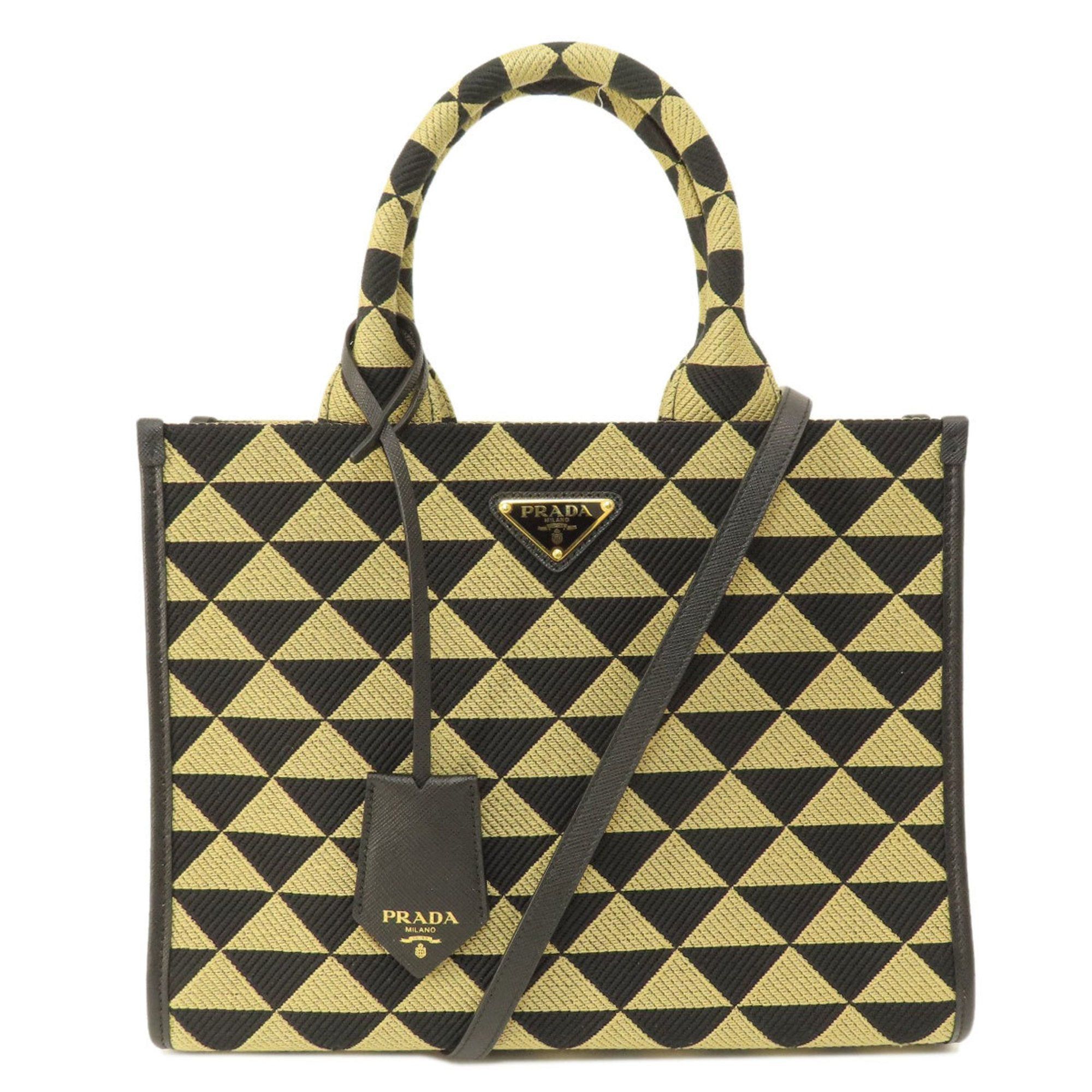 image of Prada 1Ba354 Metal Fittings Handbag Canvas Women's in Black