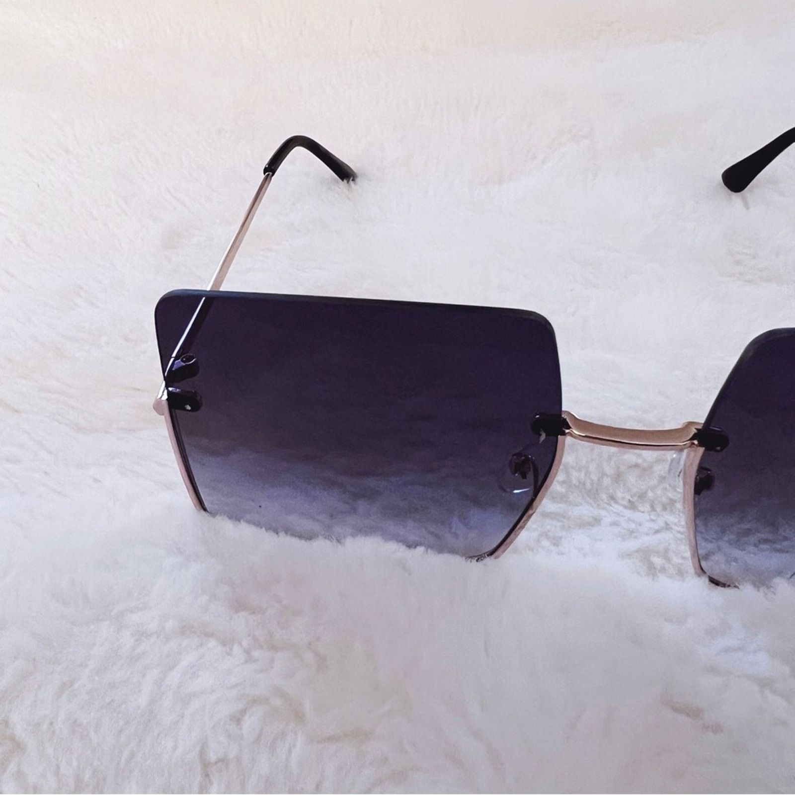 Other Blair Black Modern Rectangle Half Rim Sunglasses Size ONE SIZE - 9 Thumbnail