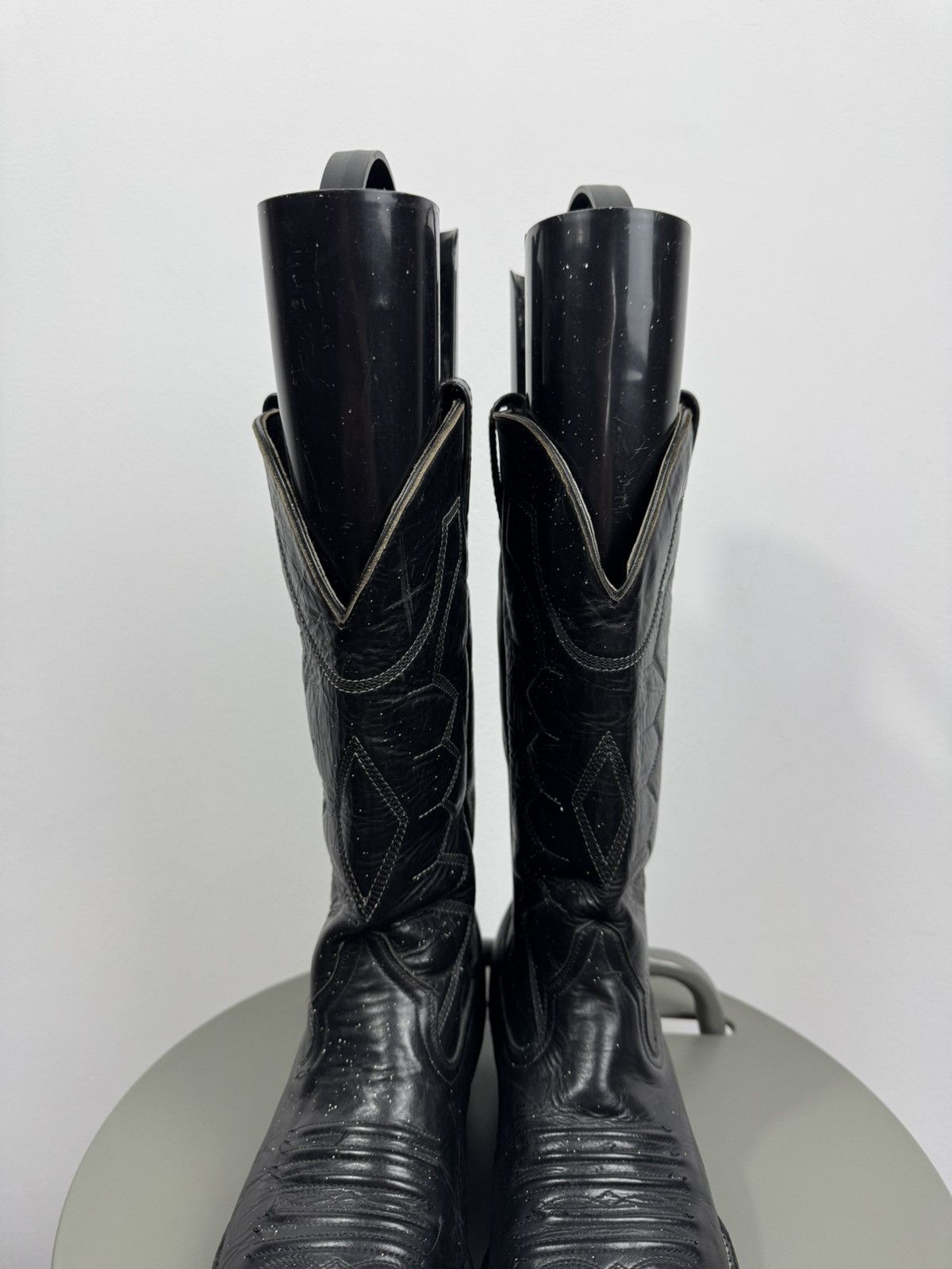 Other Vintage Black Leather Cowboy Western Boots Leather 43 EU Size US 9.5 / EU 42-43 - 6 Thumbnail