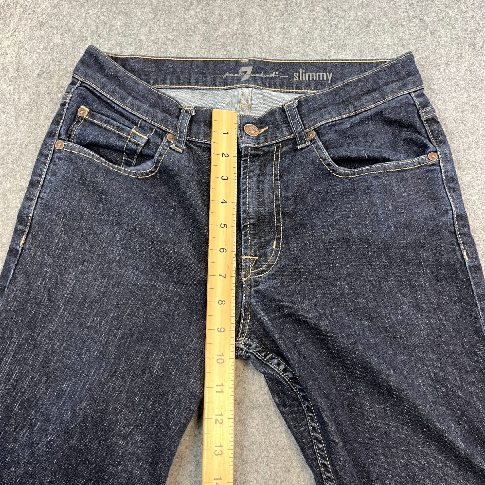7 For All Mankind 7 For All Mankind Jeans Slim Skinny 31 Dark Blue Denim 5-Pocket Logo Button Zip Mens Regular Slim 7 For All Mankind Jeans Size US 31 - 4 Thumbnail