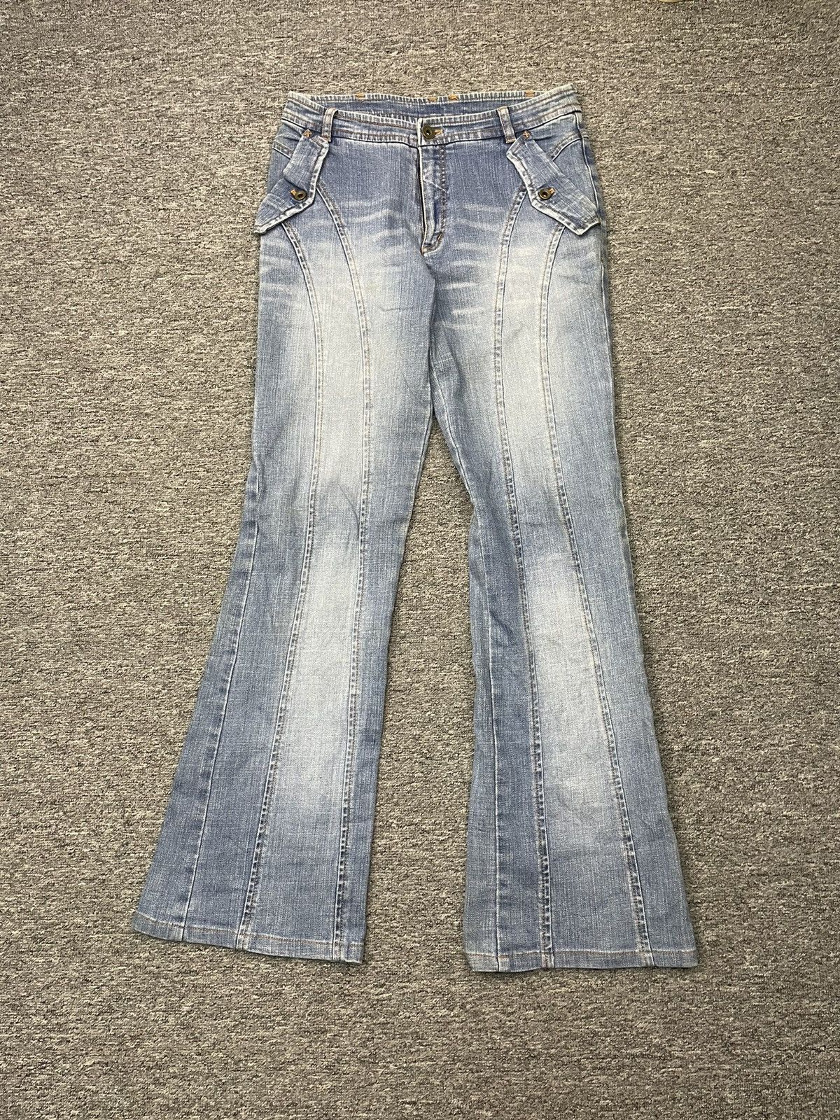If Six Was Nine Vintage Una Parte Flared Jeans Patchwork Denim Size US 30 / EU 46 - 1 Thumbnail