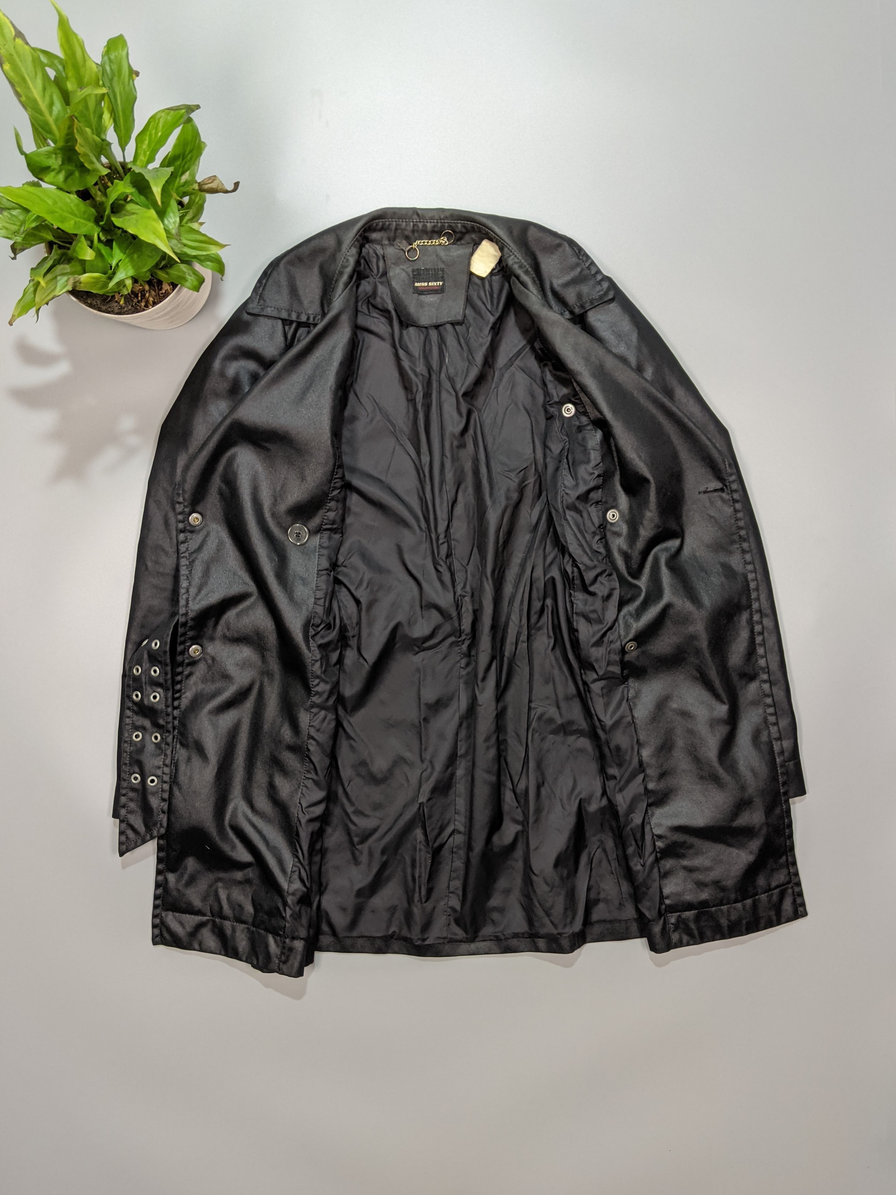 Miss Sixty Miss Sixty Vintage 90s` Women's Black Fitted Trench Coat Size M / US 6-8 / IT 42-44 - 4 Thumbnail