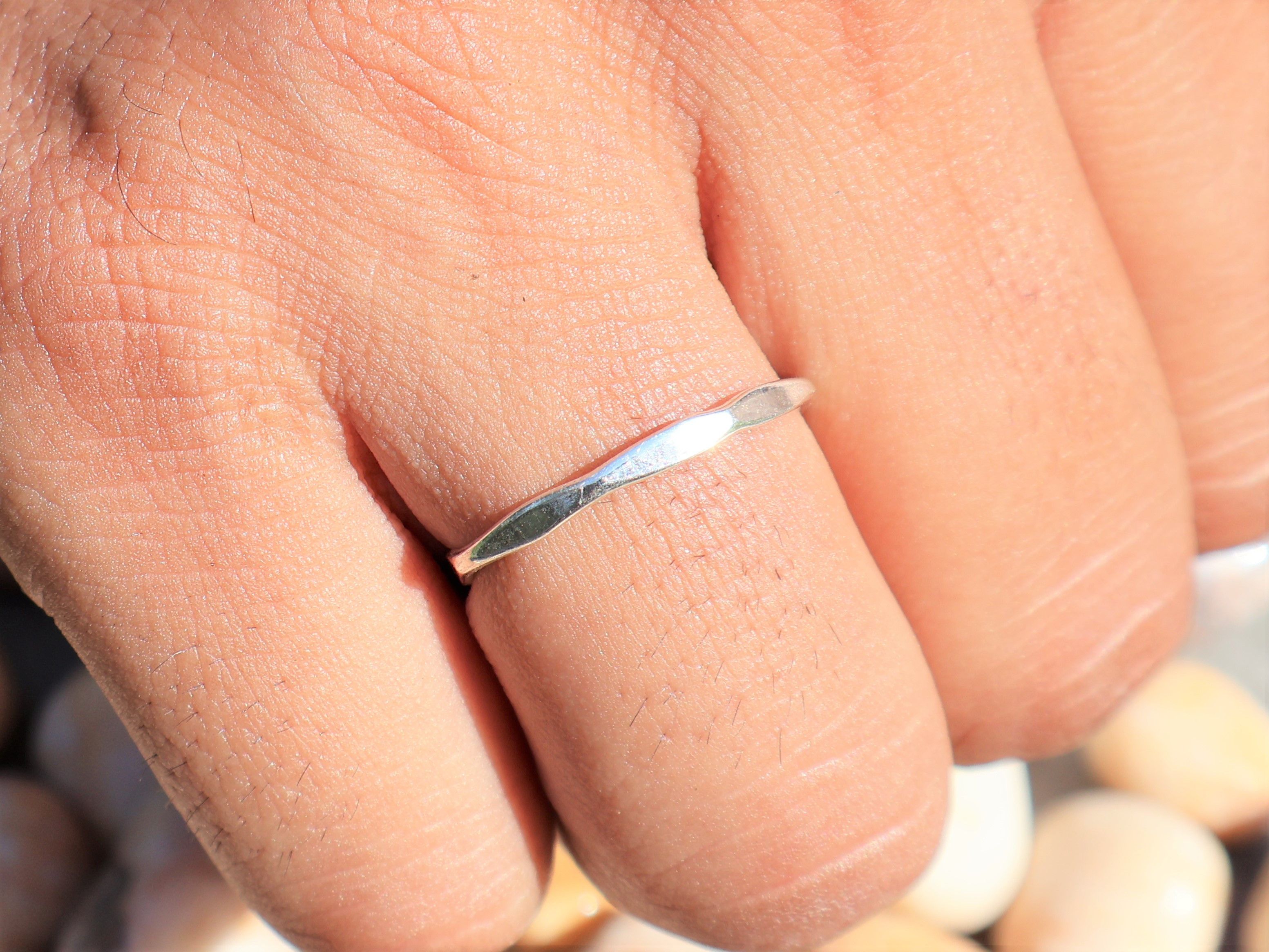 Handmade Silver Band Ring, Sterling Silver Band, Handmade Dainty Ring Size ONE SIZE - 1 Thumbnail