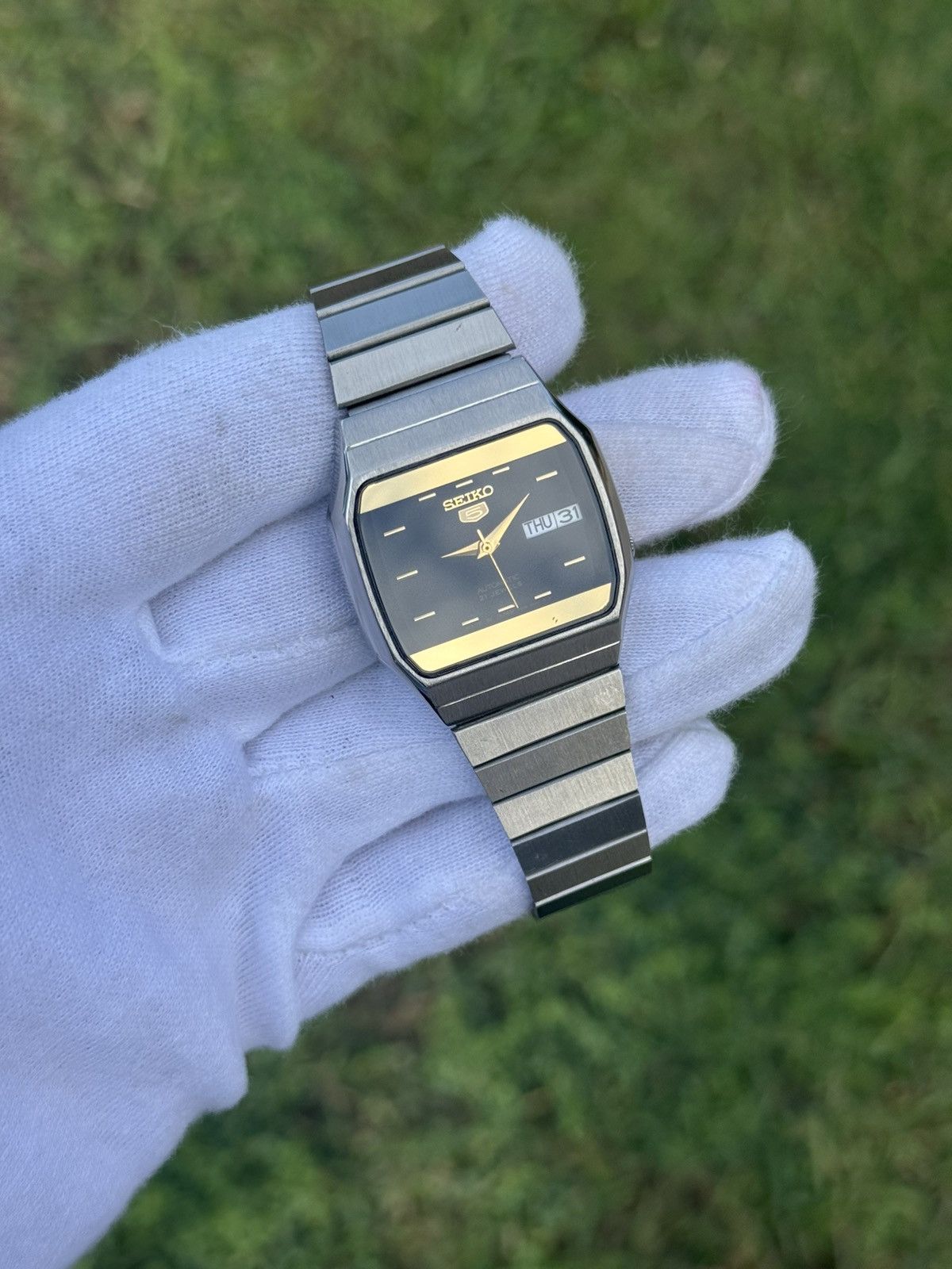 Seiko Vintage Seiko 5 Automatic Watch: black Dial, Retro TV Case Size 36 - 7 Thumbnail