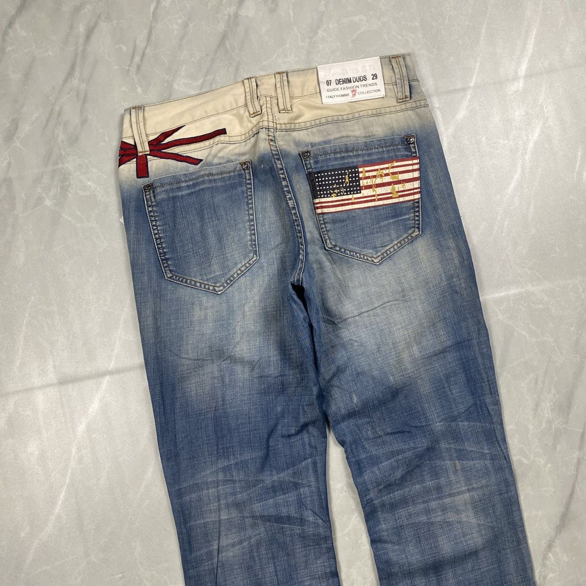 Other Fabder USA Flag Great Britain Washed Jeans Size US 34 / EU 50 - 3 Thumbnail