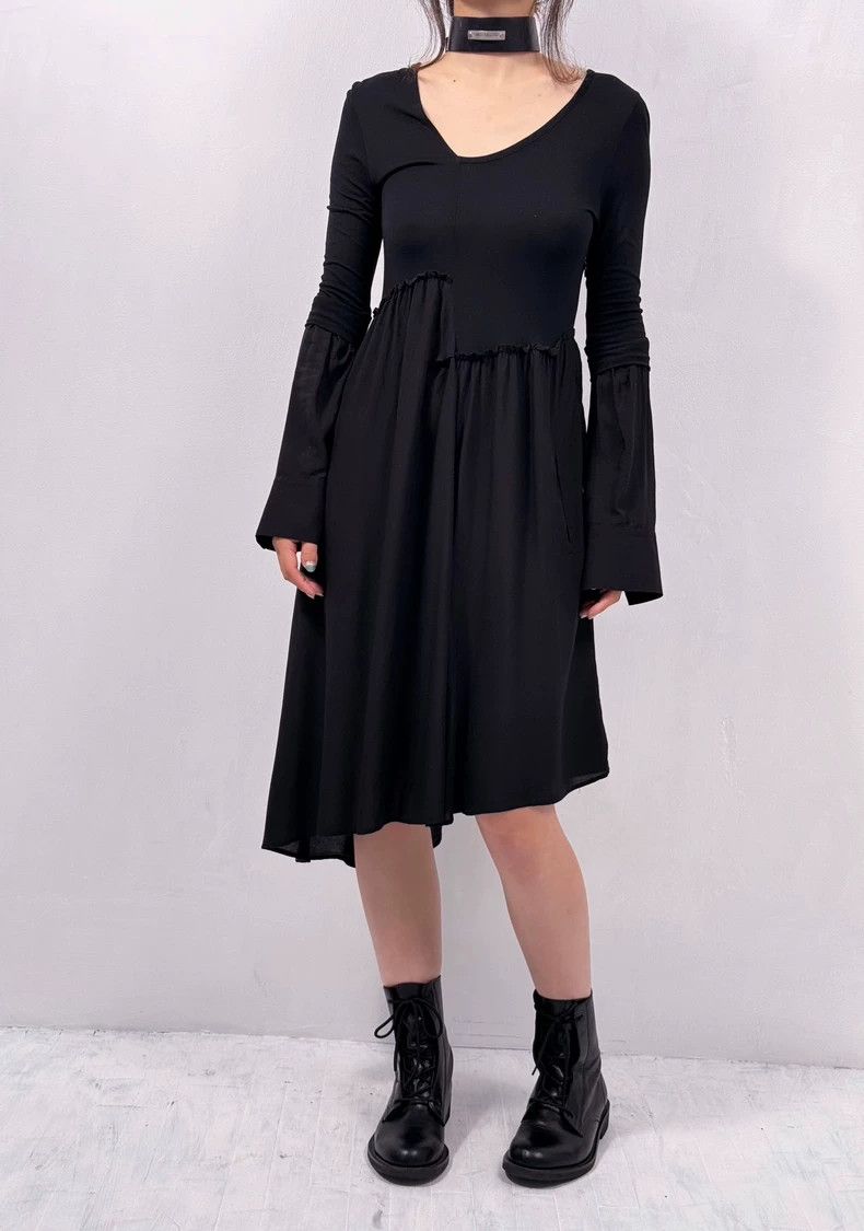 Yohji Yamamoto Asymmetrical Paneled Long Sleeve Dress - dmc