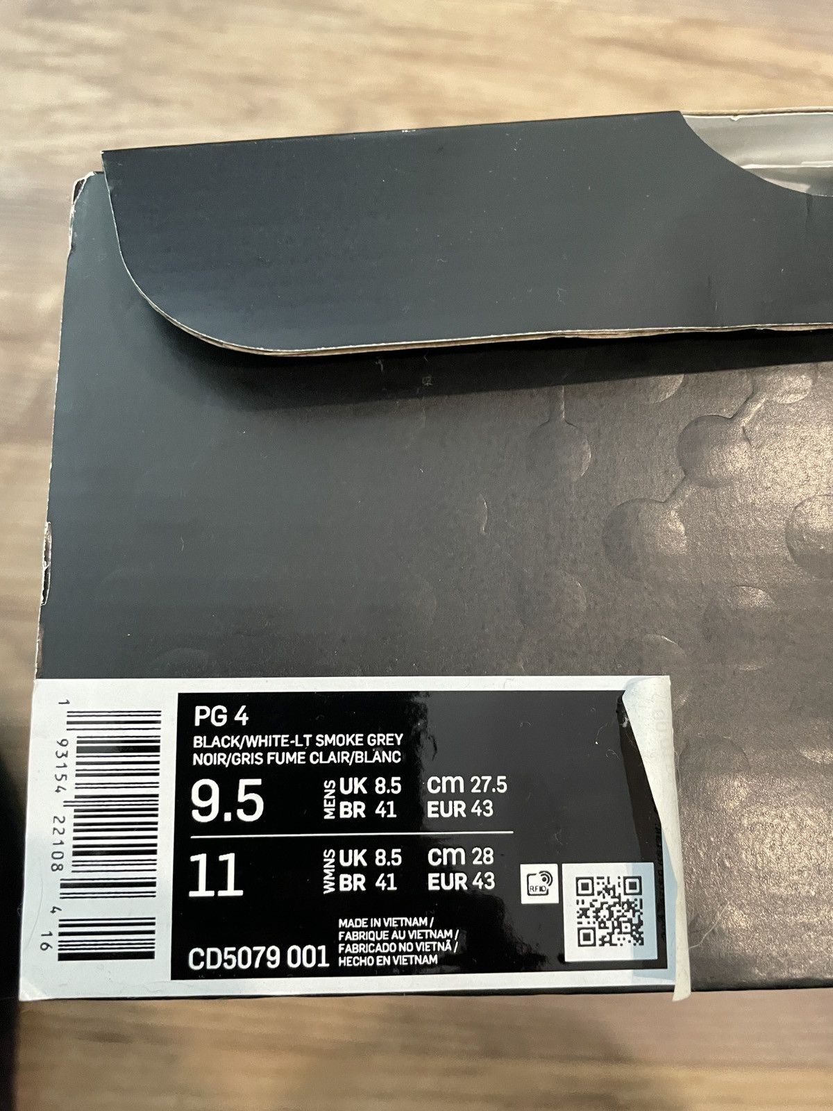 Nike PG4 Black/White-LT Smoke Grey Size US 9.5 / EU 42-43 - 5 Thumbnail