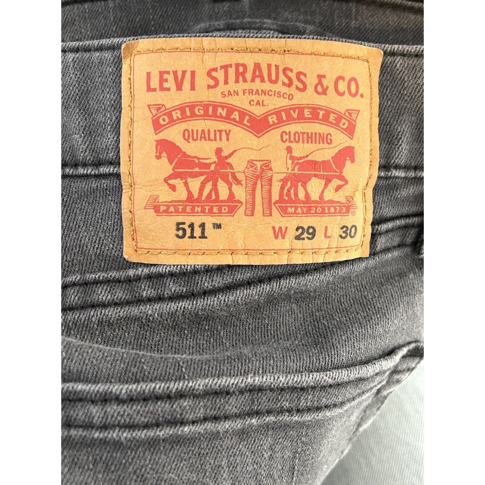 Levi's Levi's 511 Jeans Mens Regular Straight 29x30 Gray Solid Denim Size US 29 - 5 Thumbnail