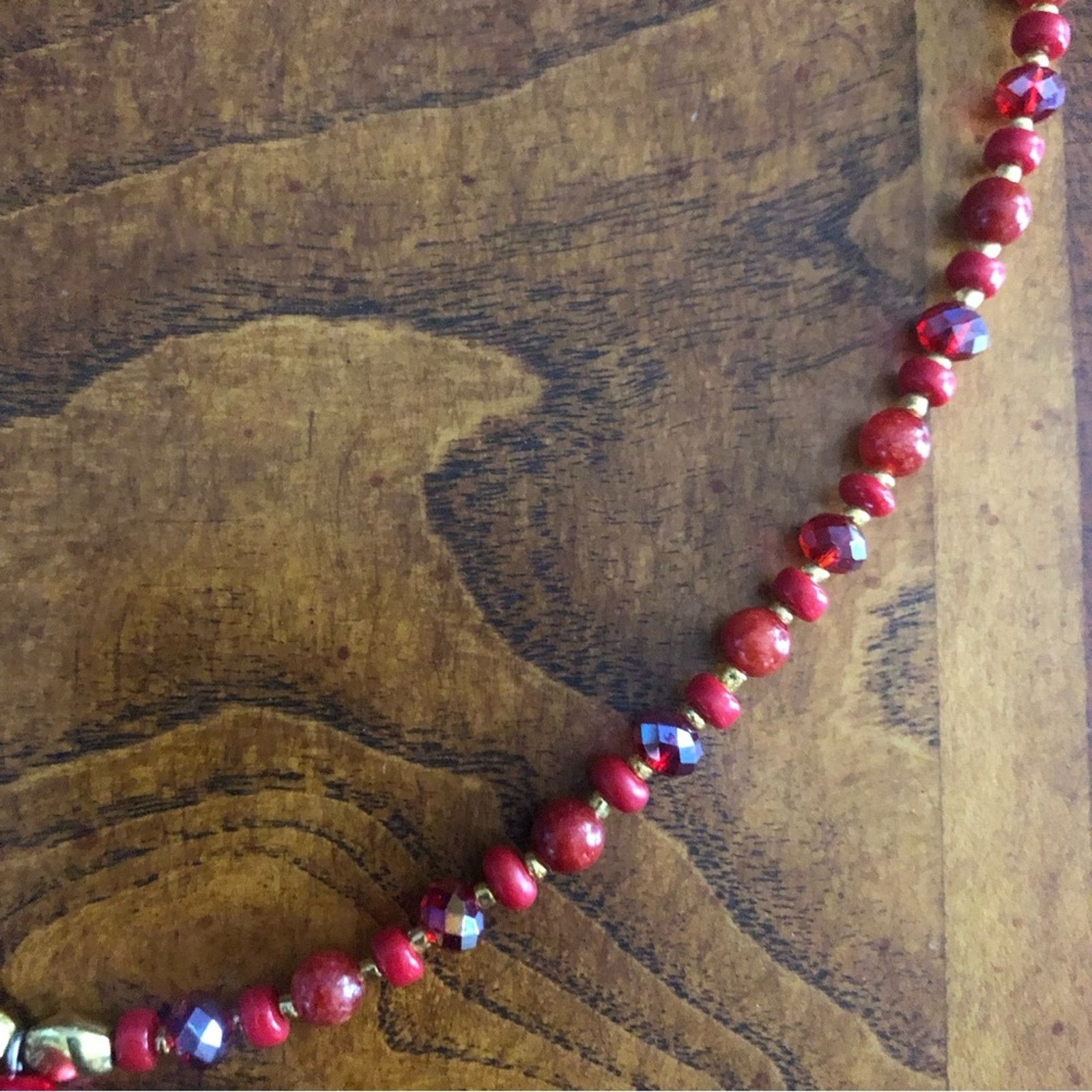 Handmade Handcrafted repurpose carnelian glass crystal necklace Size ONE SIZE - 7 Thumbnail
